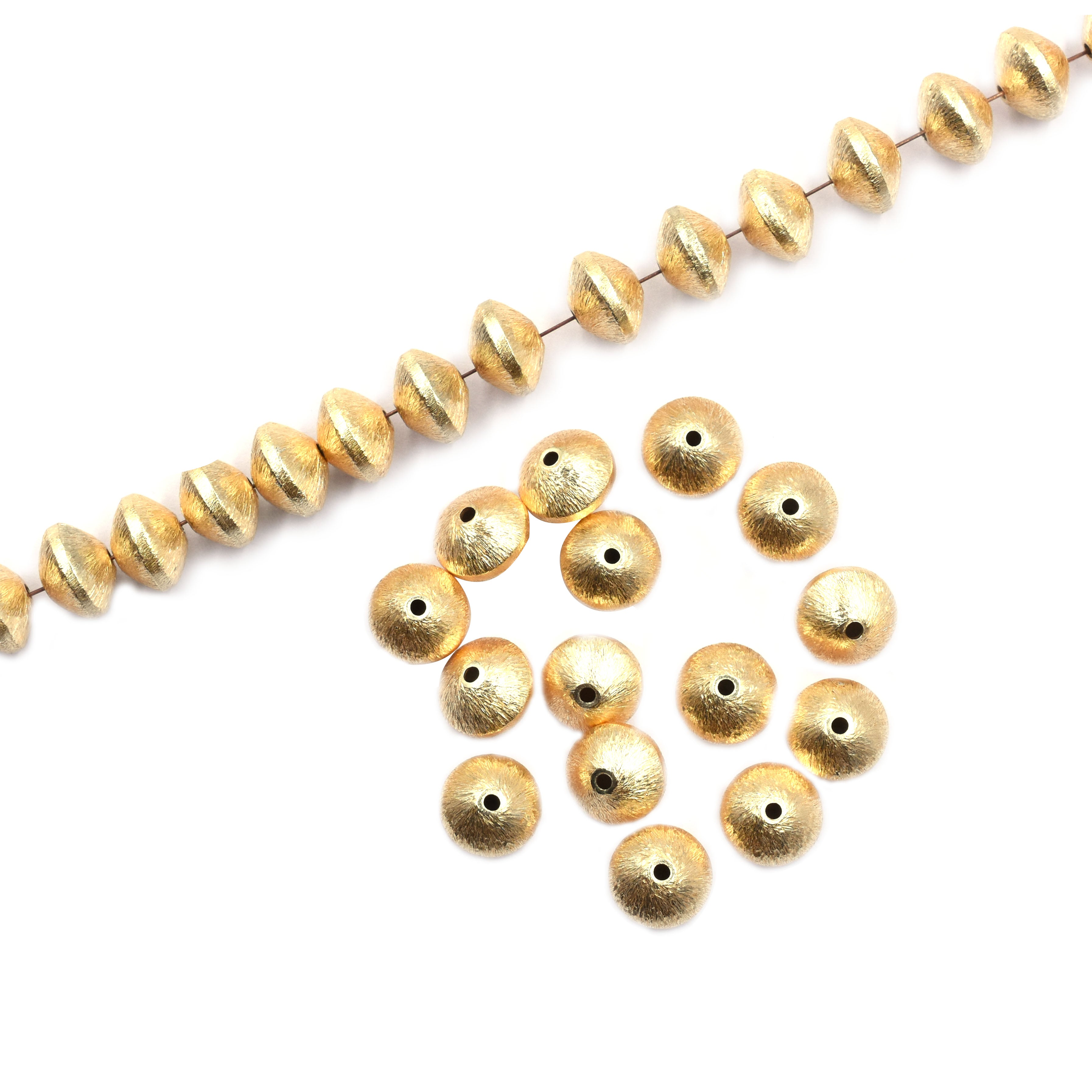 10mm Bicone Brushed Matte Finish Beads Gold Plated Copper