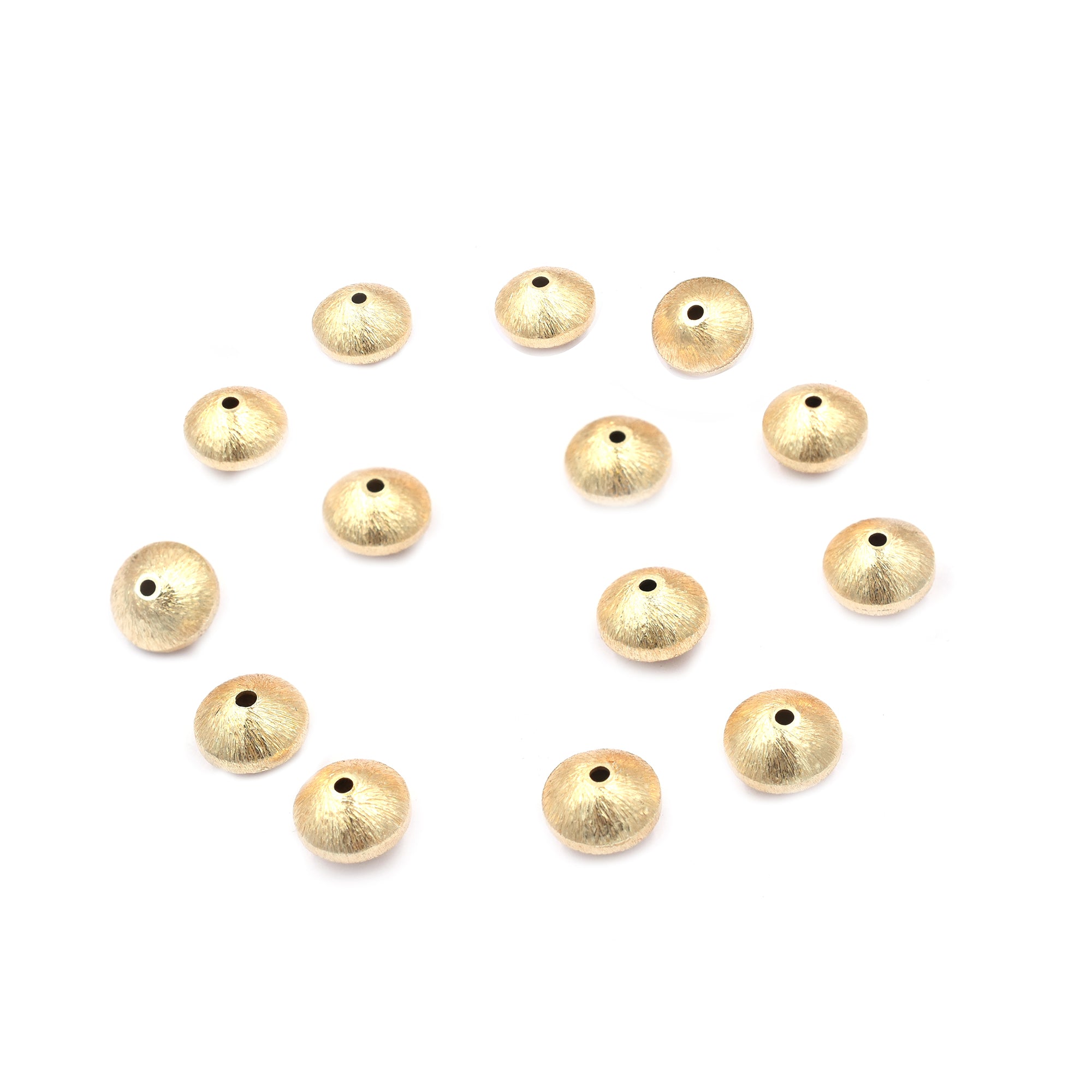 10mm Bicone Brushed Matte Finish Beads Gold Plated Copper