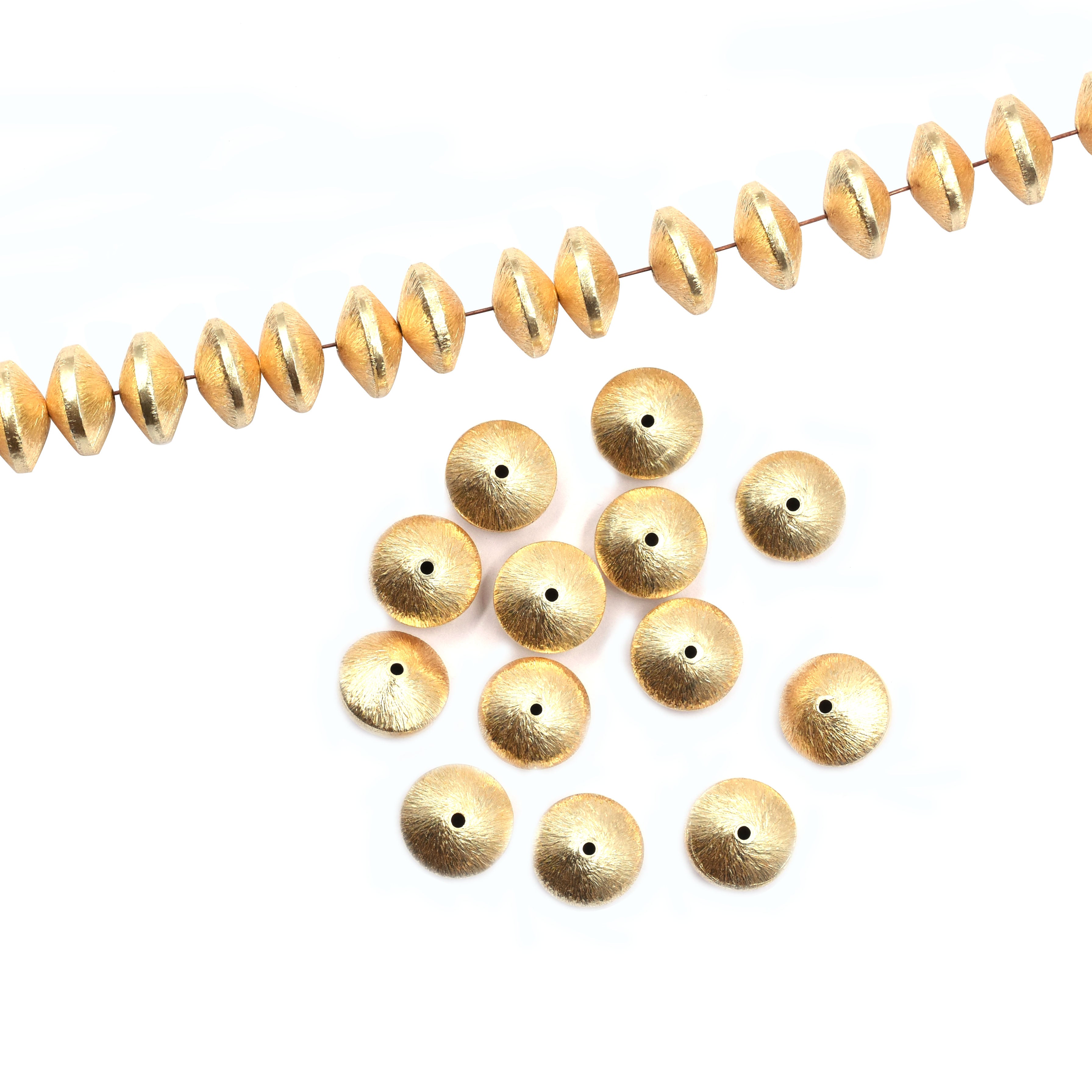 12mm Bicone Brushed Matte Finish Beads Gold Plated Copper