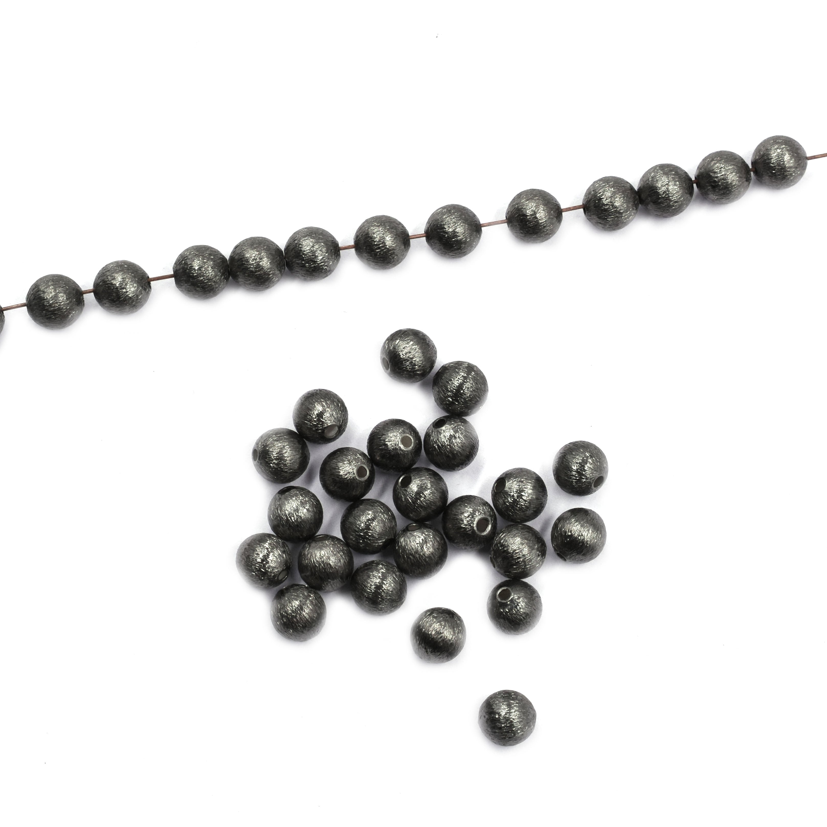 Balls Brushed Matte Finish Beads Black Finished Copper