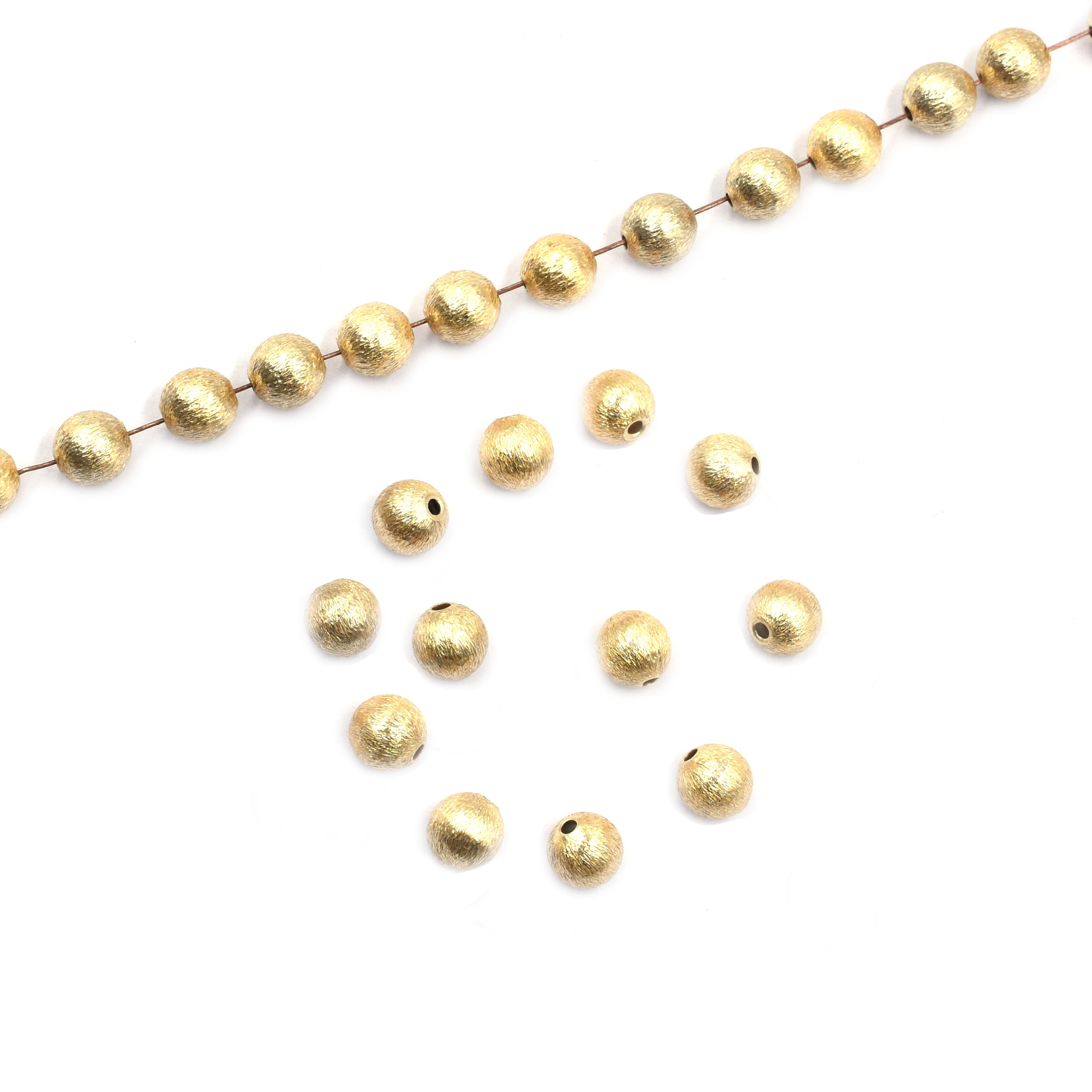 6mm Balls Brushed Matte Finish Beads Gold Plated Copper