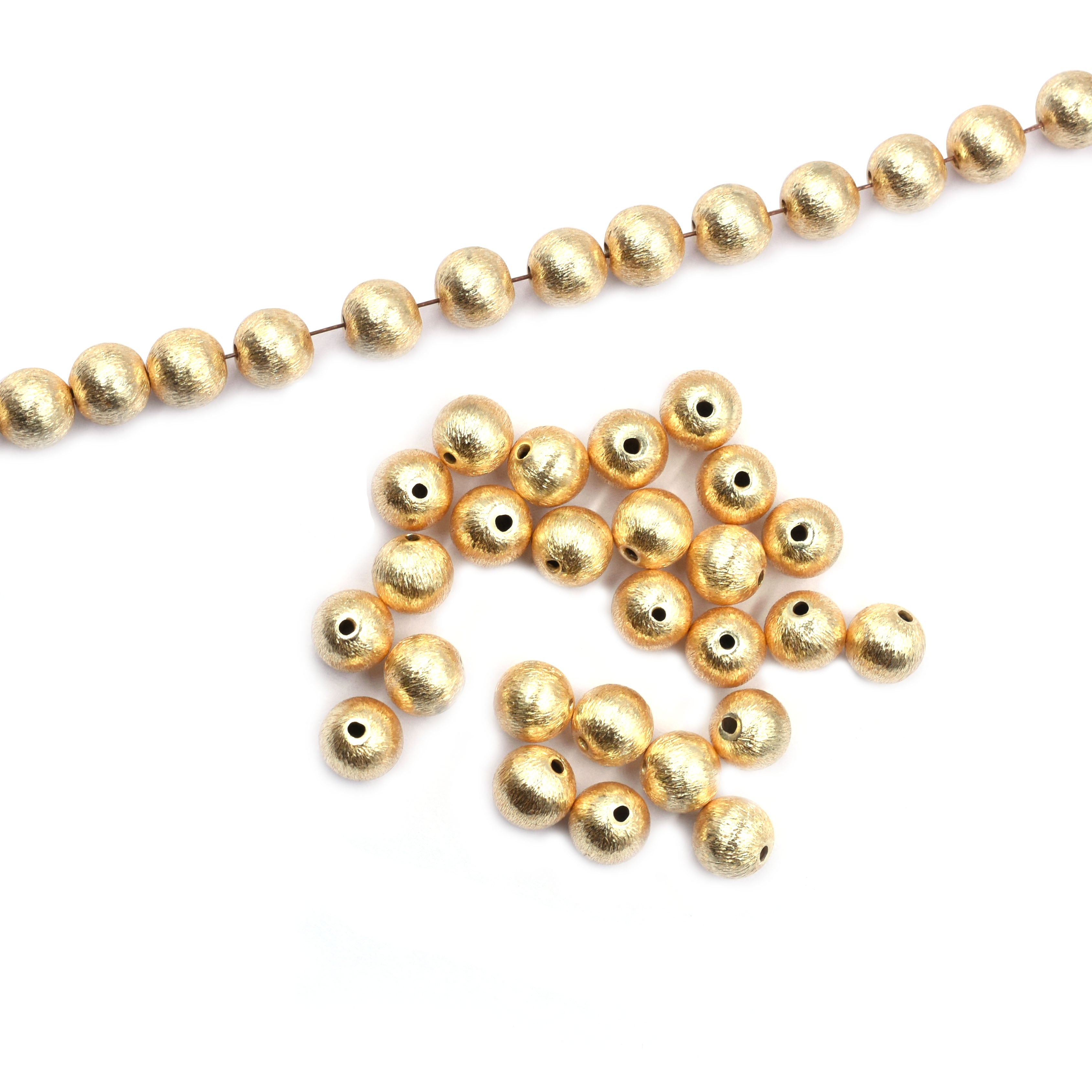 8mm Balls Brushed Matte Finish Beads Gold Plated Copper