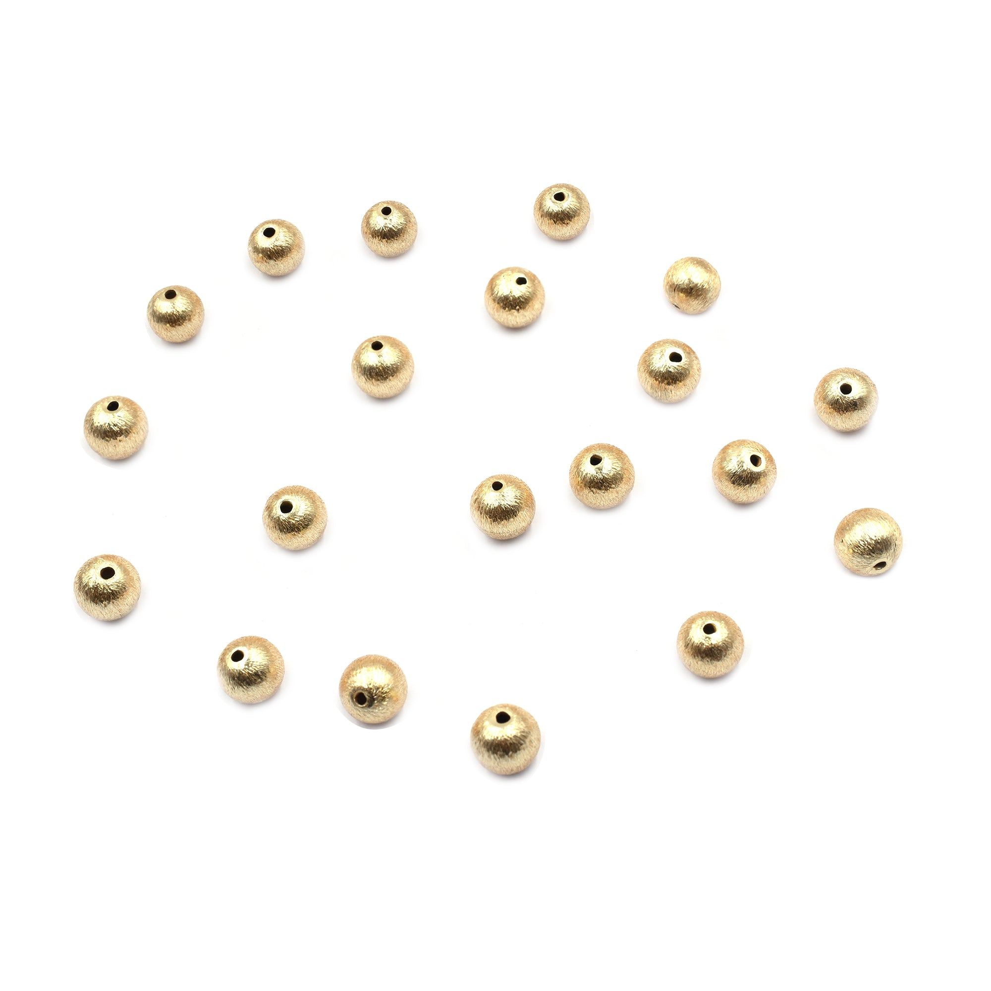 8mm Balls Brushed Matte Finish Beads Gold Plated Copper