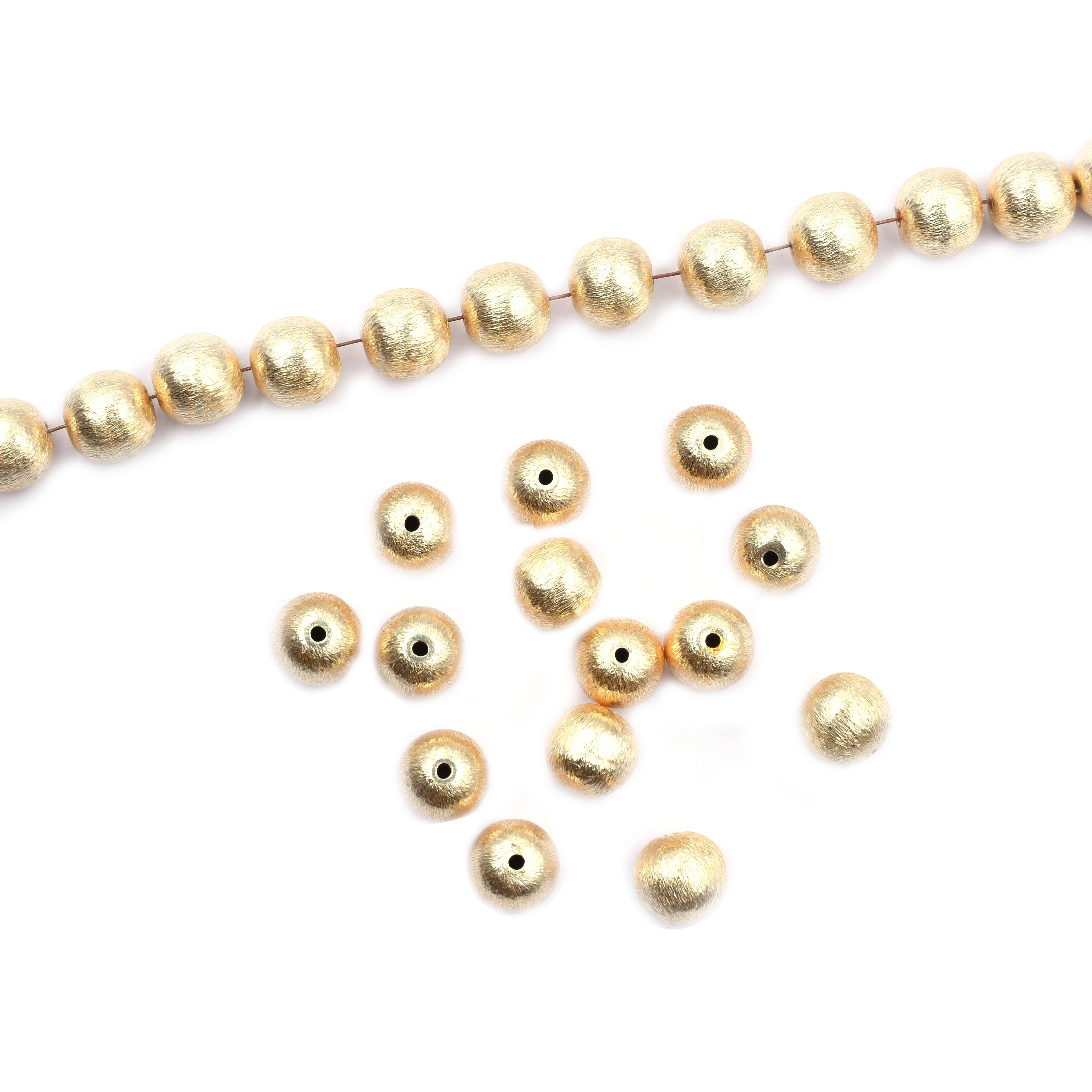 10mm Balls Brushed Matte Finish Beads Gold Plated Copper