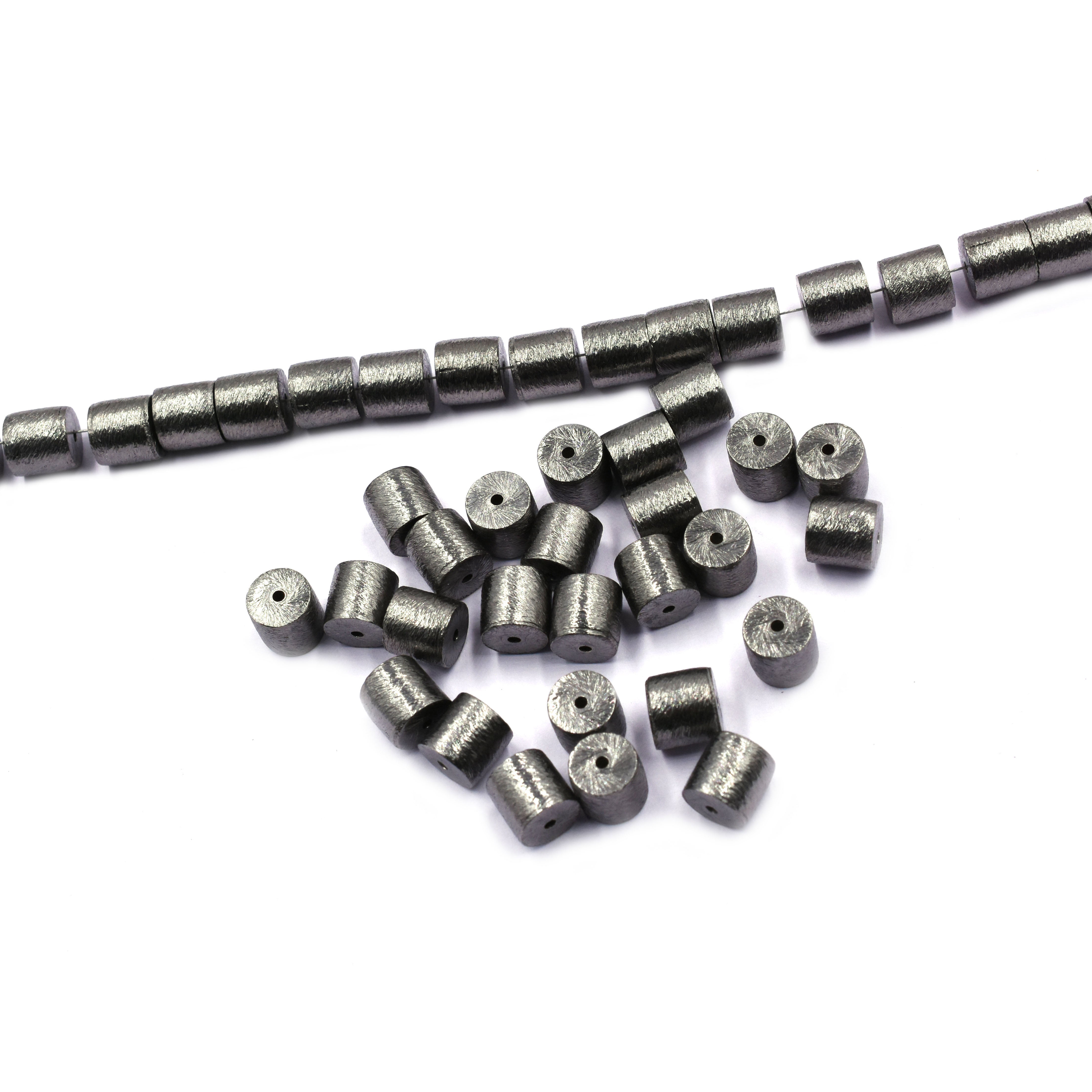 8X8mm Cylinder Brushed Matte Finish Beads Black Finished Copper