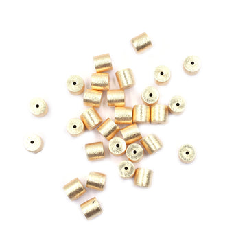 8X8mm Cylinder Brushed Matte Finish Beads Gold Plated Copper