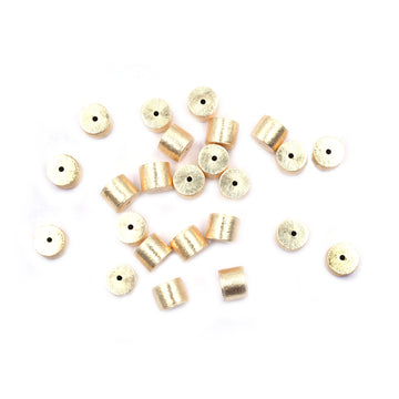 8X10mm Cylinder Brushed Matte Finish Beads Gold Plated Copper