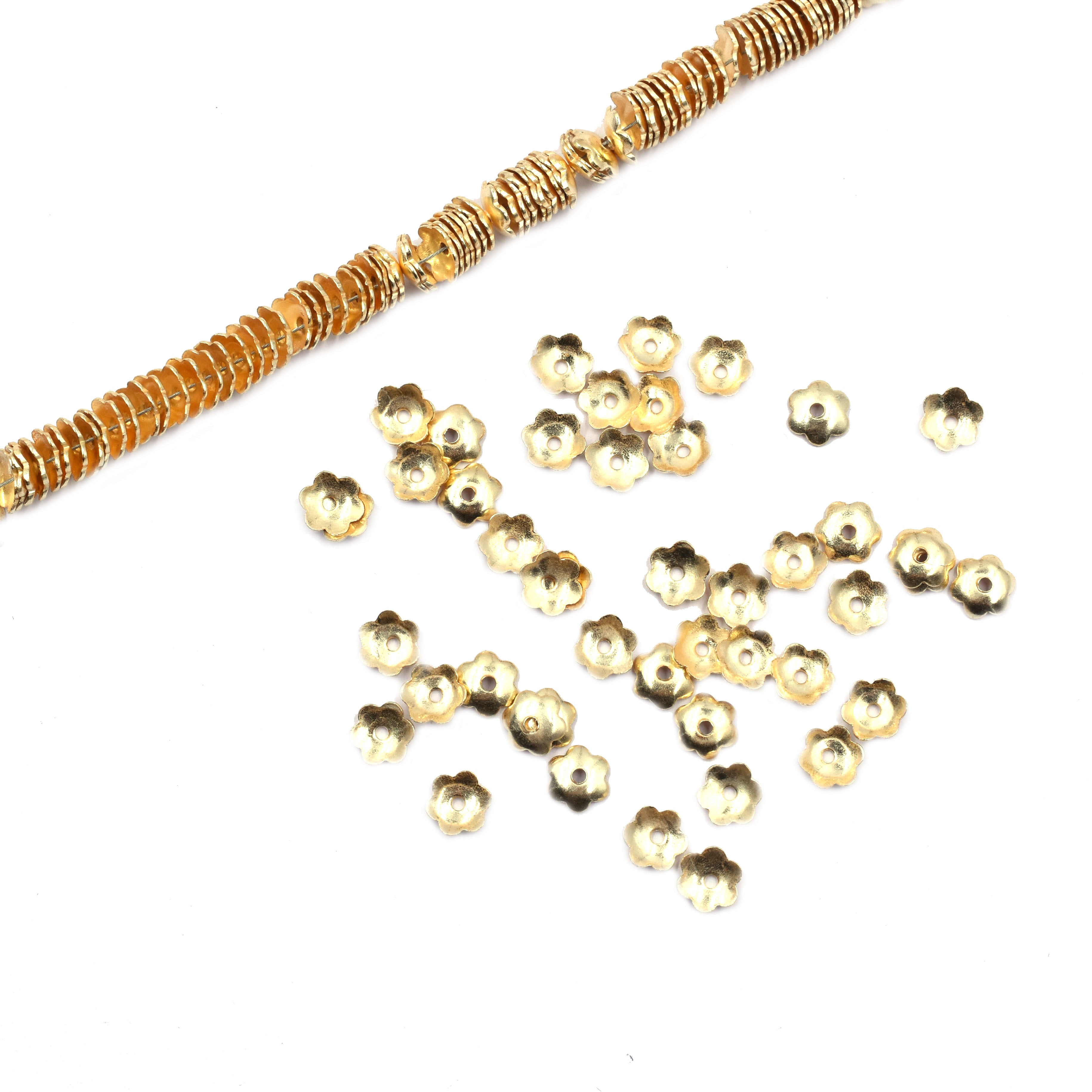 6mm Half Cap Beads Gold Plated Copper