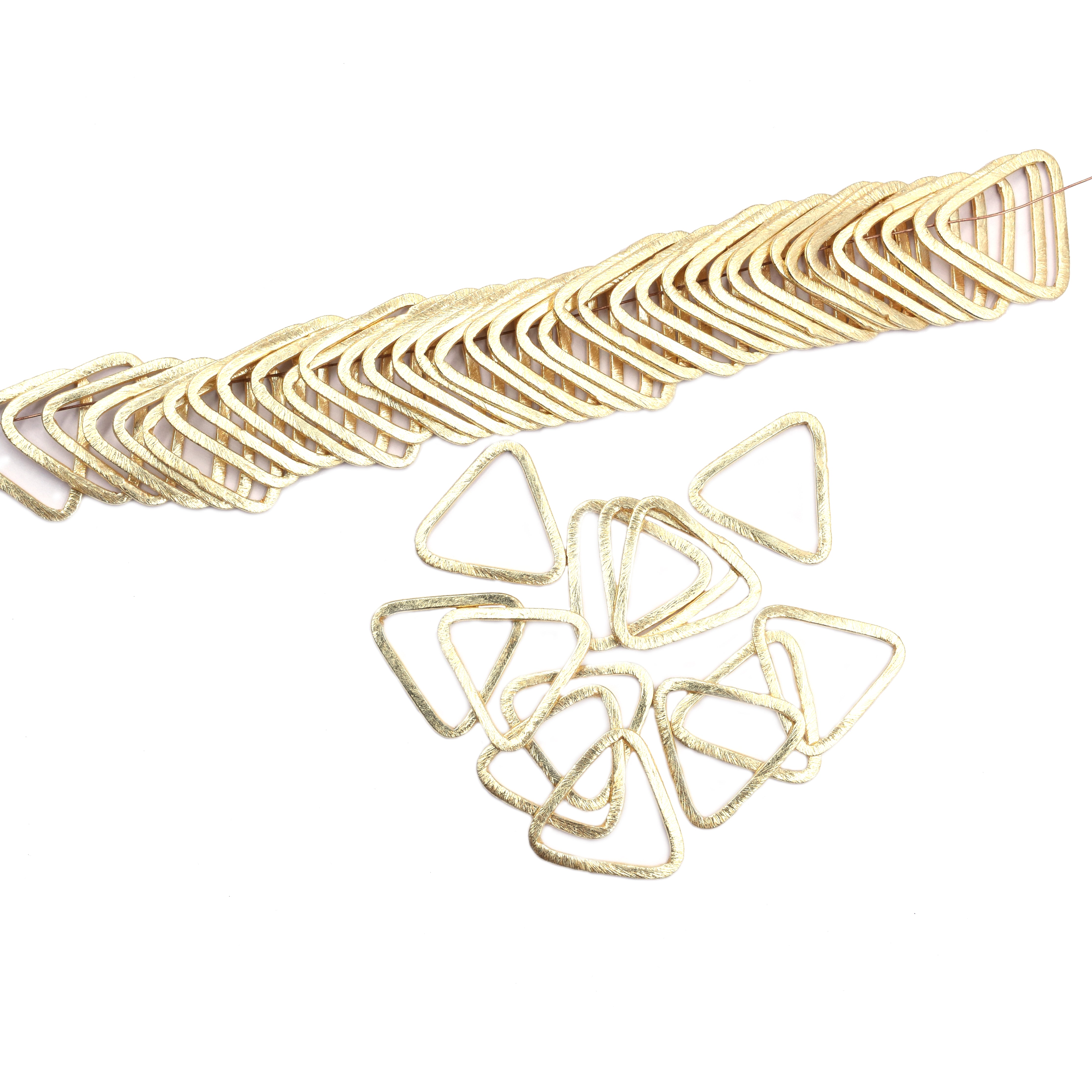 24mm Triangle Brushed Matte Finish Links Hoops Connector Gold Plated Copper