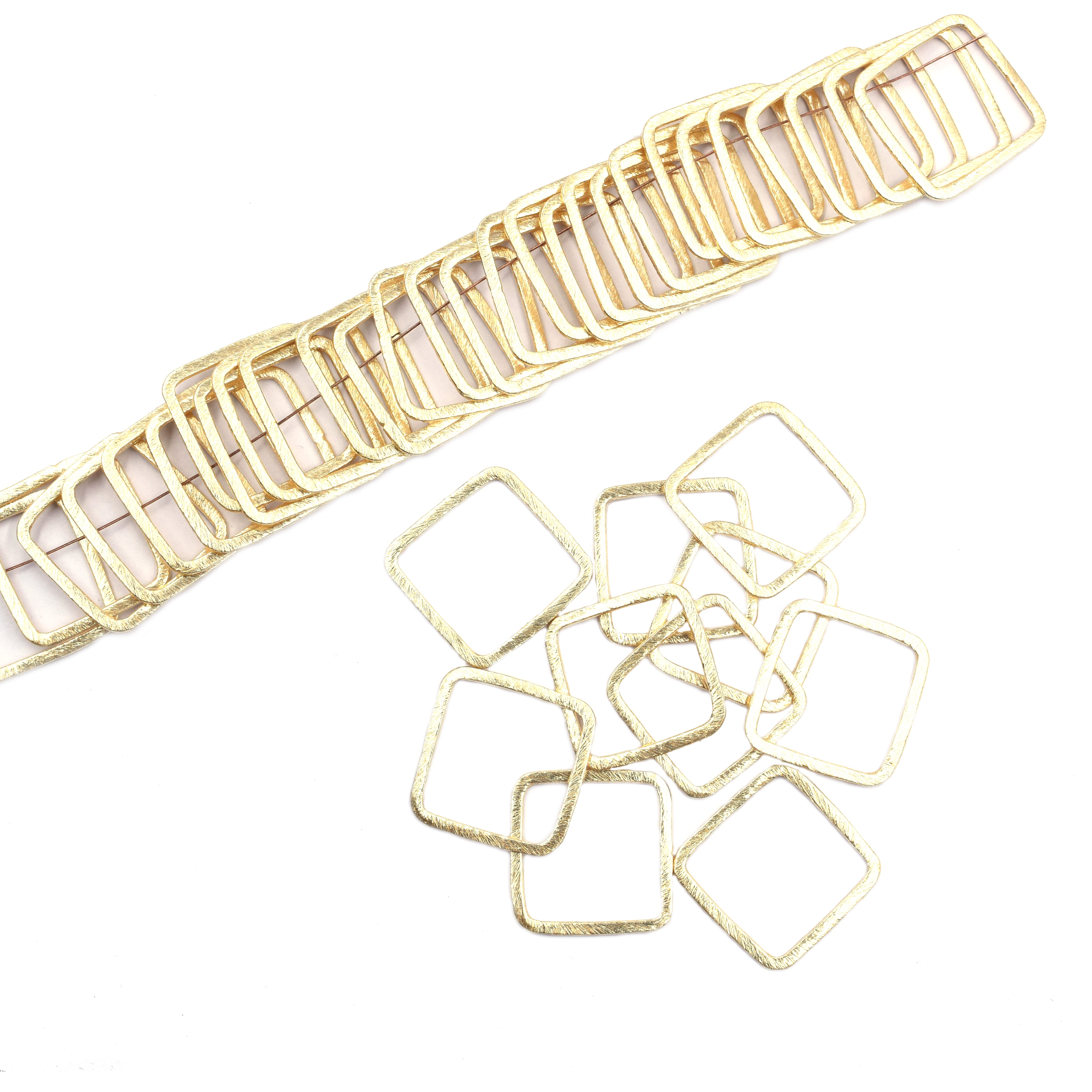 24mm Square Brushed Matte Finish Links Hoops Connector Gold Plated Copper