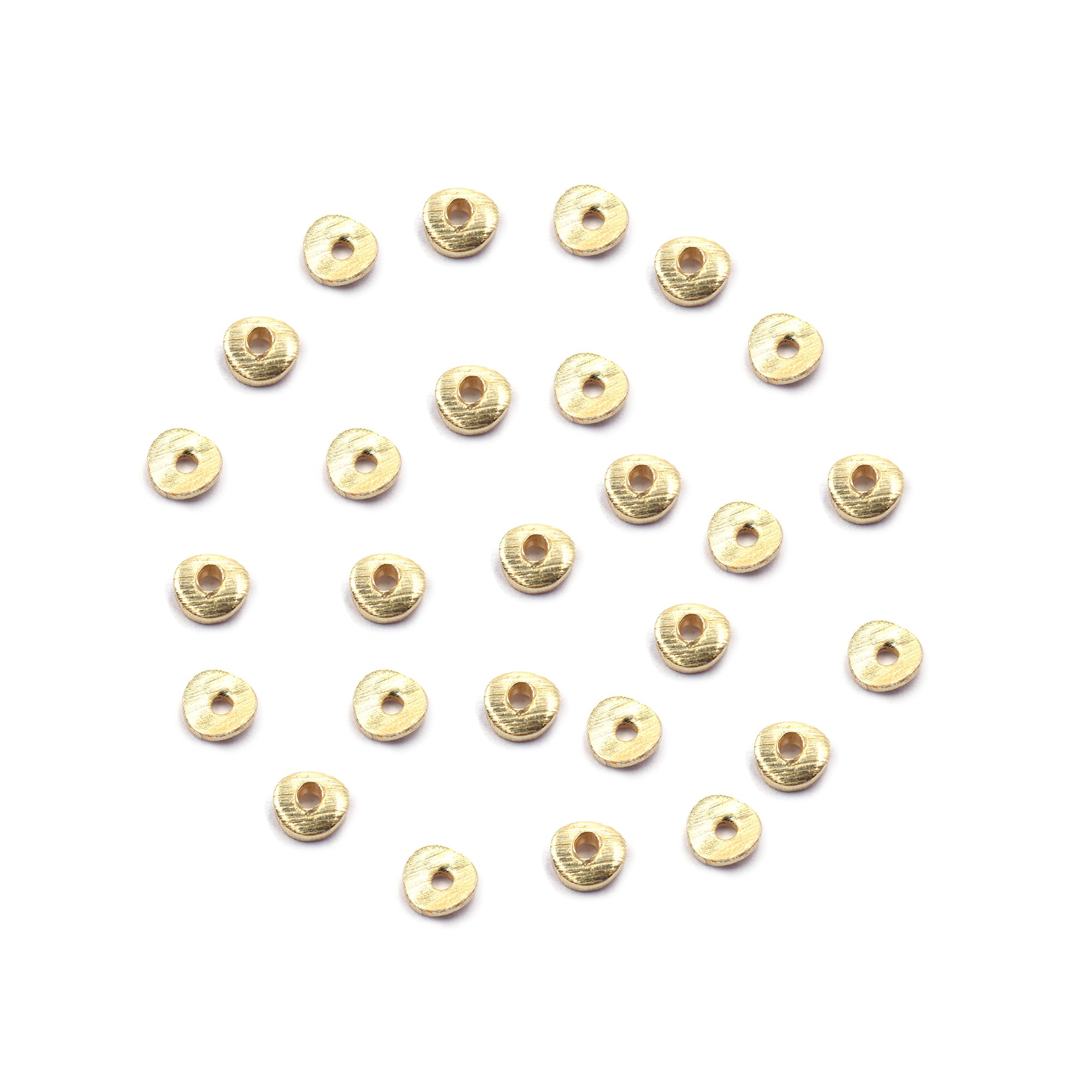 4mm Wavy Disc Brushed Matte Finish Beads Gold Plated Copper