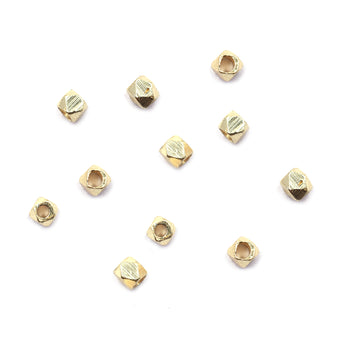 3 mm Diamond Cut Cube Beads Gold Plated Brass