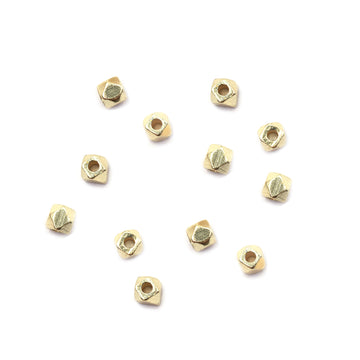 4 mm Diamond Cut Cube Beads Gold Plated Brass