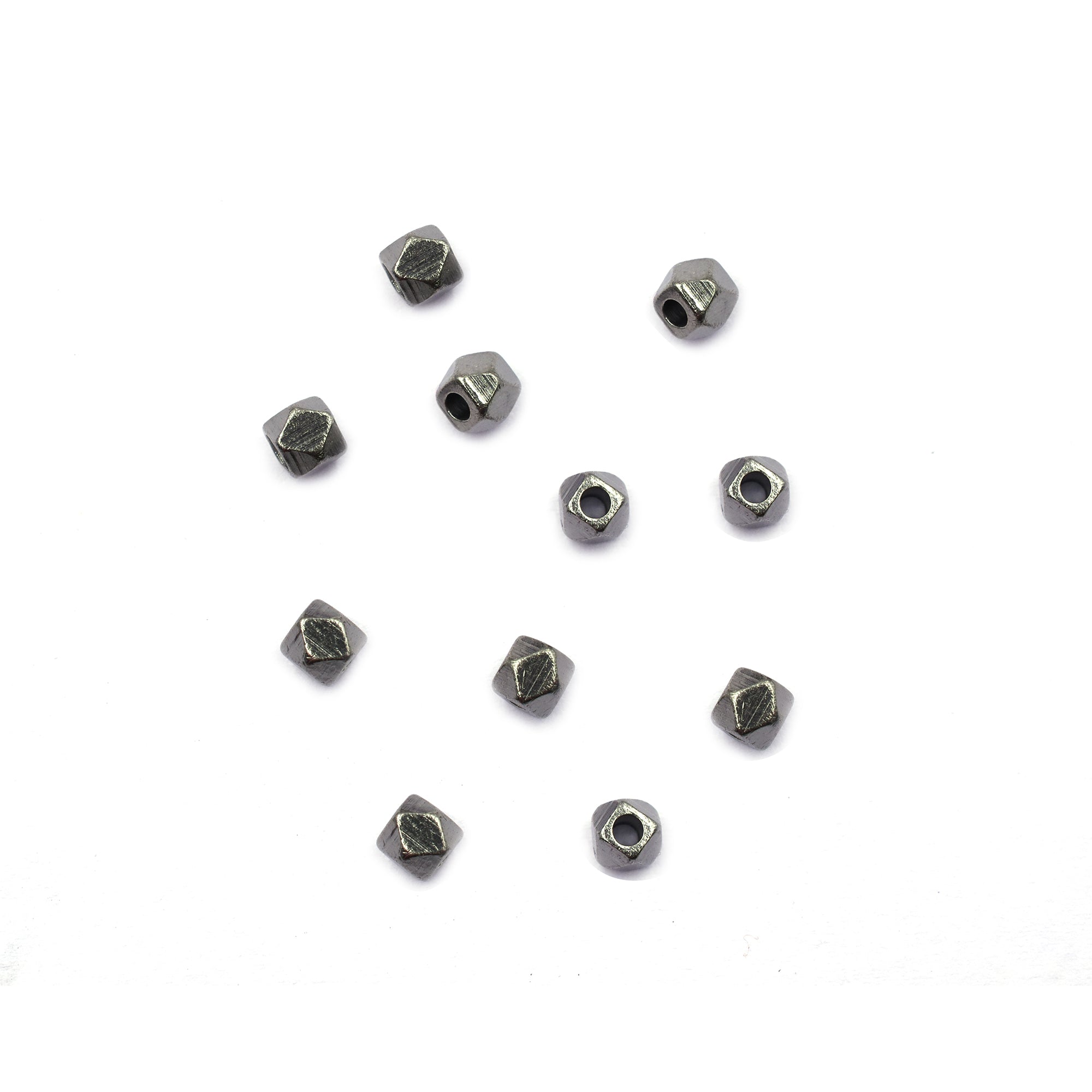 Diamond Cut Cube Beads Black Finished Brass