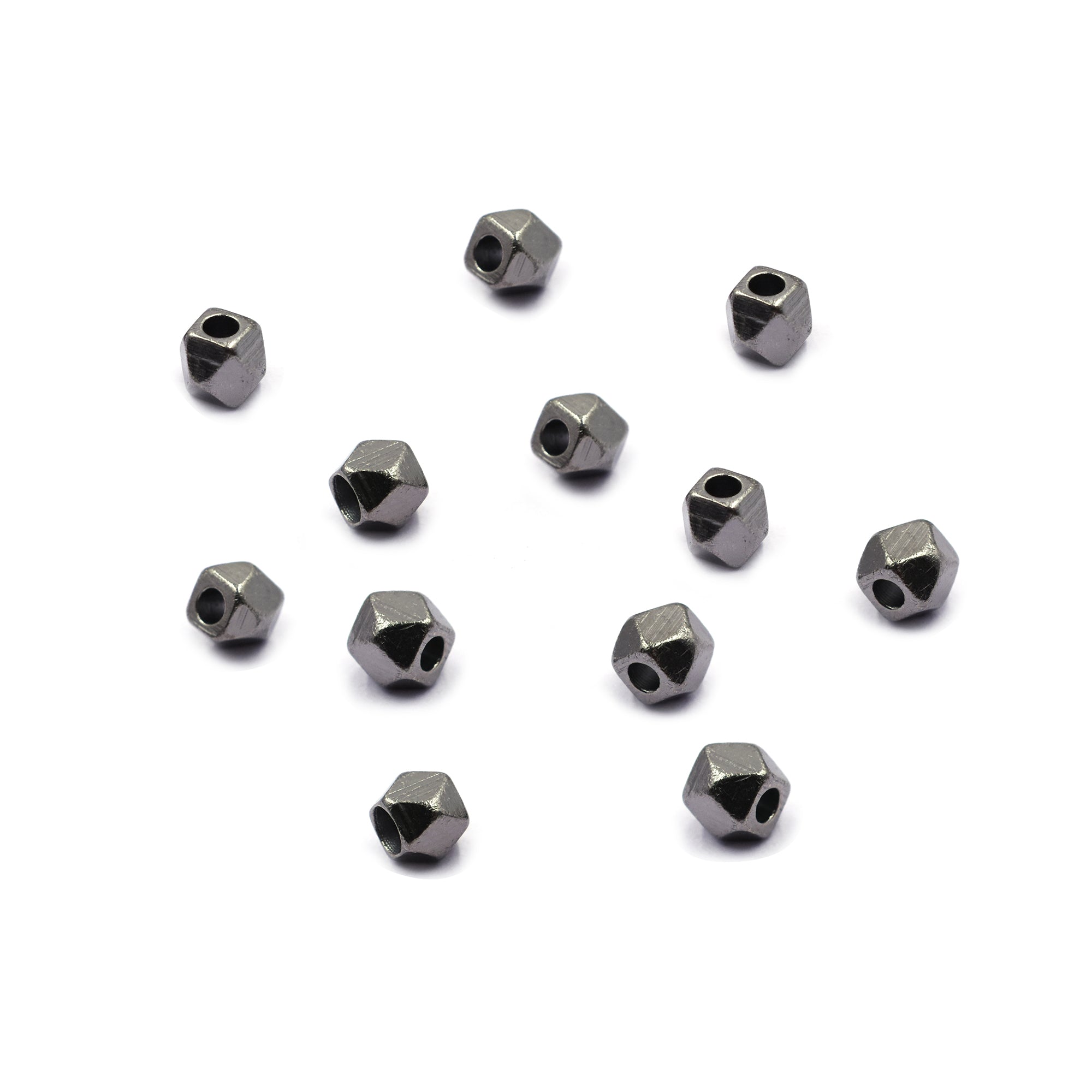 Diamond Cut Cube Beads Black Finished Brass