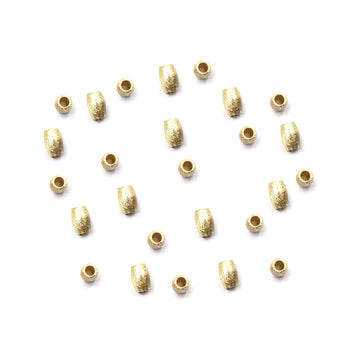 6X4mm Cylinder Brushed Matte Finish Beads Gold Plated Copper