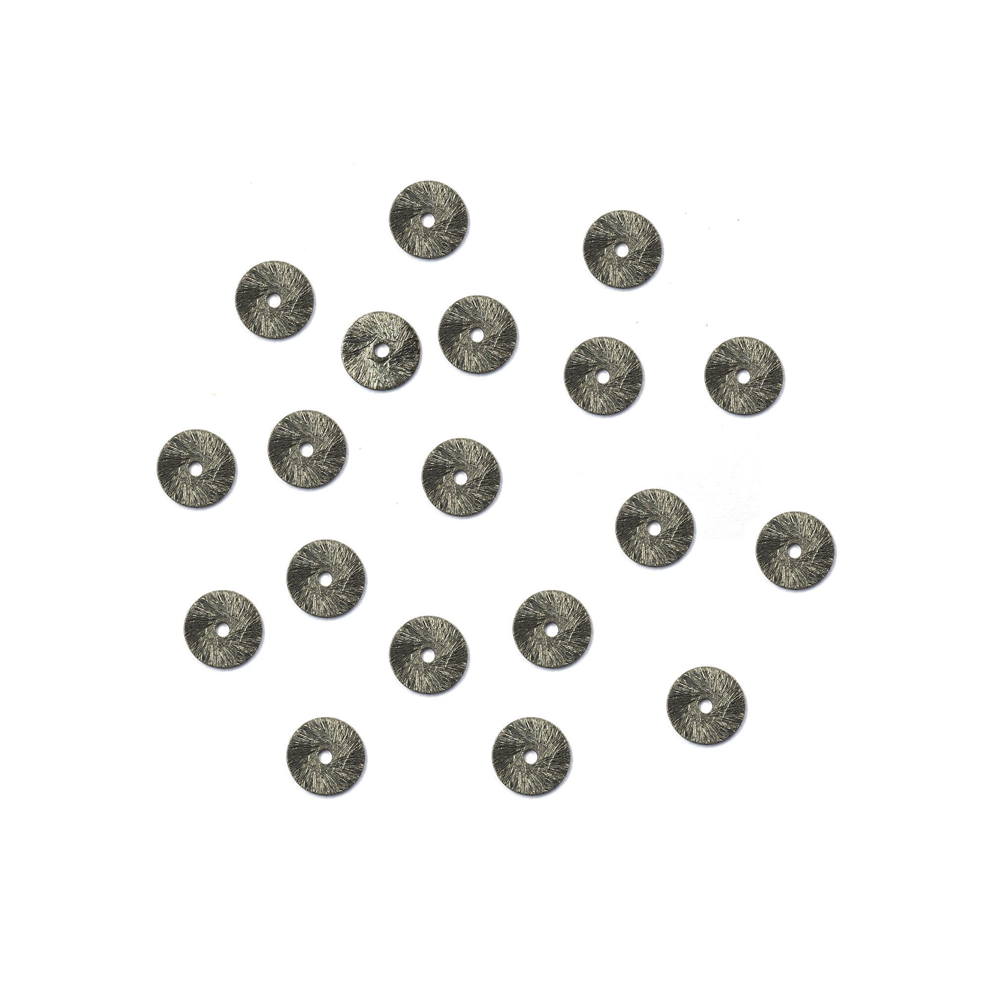 65 Pcs 8mm Flat Wavy Disc Brushed Matte Finish Beads Black Finished Copper