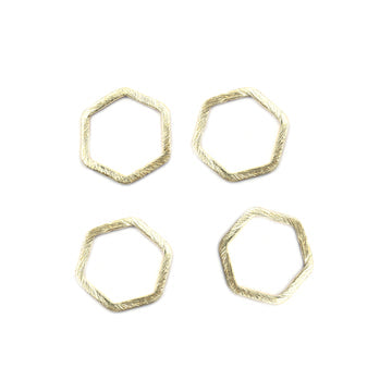 20mm Hexagon Brushed Matte Finish Connector Closed Ring Hoop Gold Plated Copper