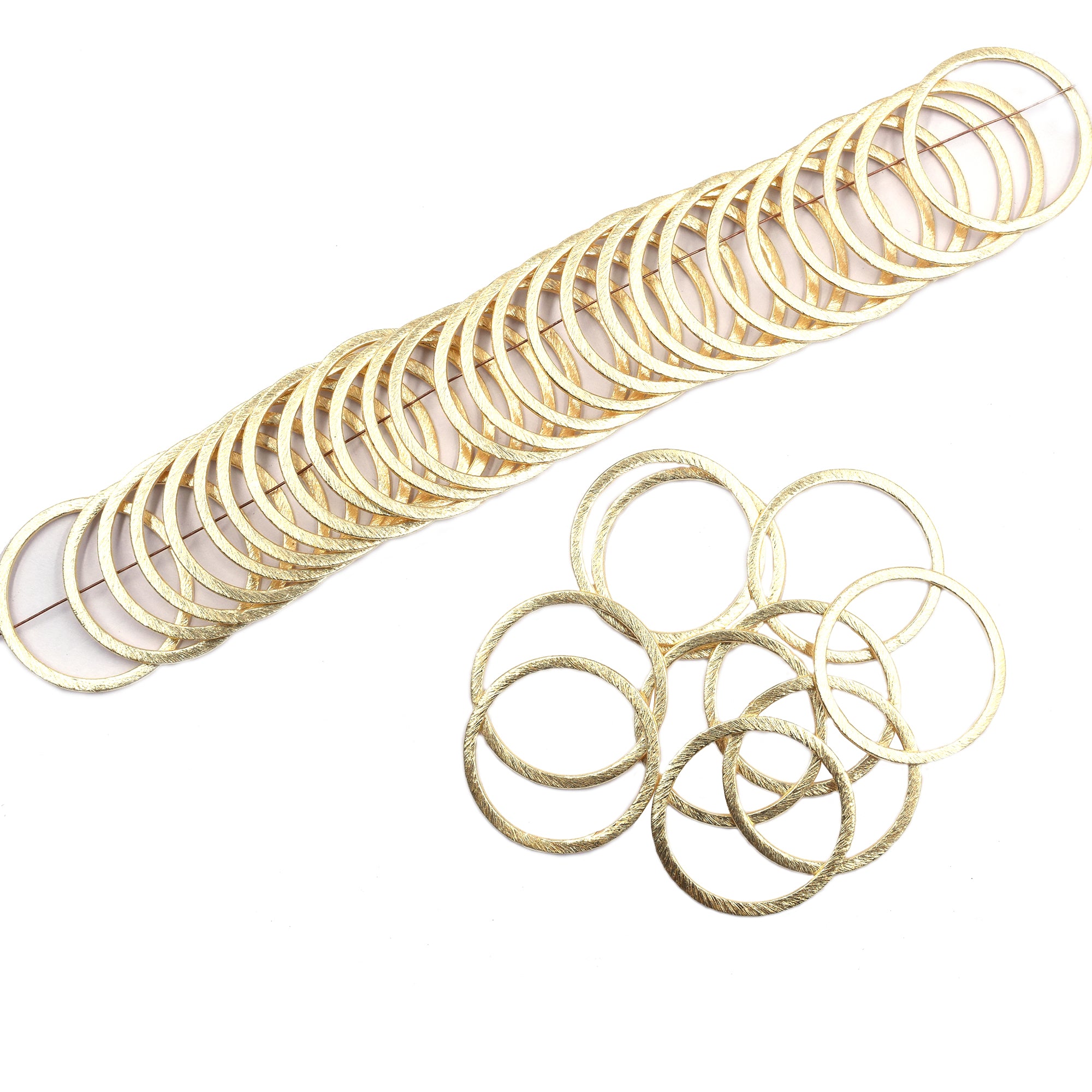 30mm Round Brushed Matte Finish Connector Closed Ring Hoop Gold Plated Copper