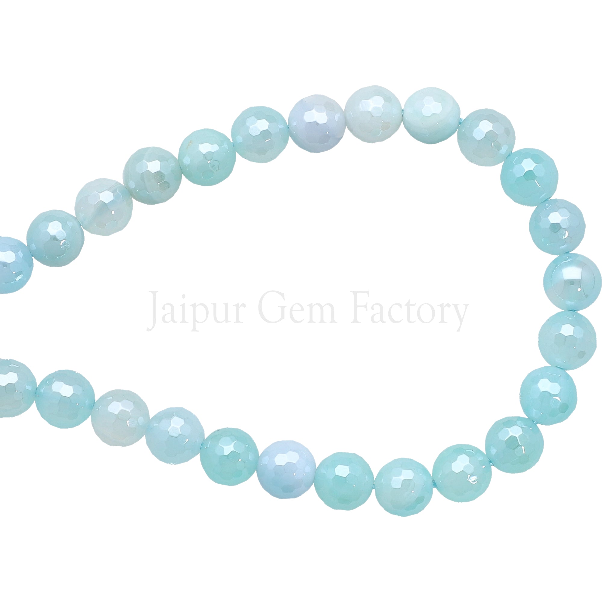 8 MM Mystic Coated Light Blue Agate Faceted Round Beads 15 Inches Strand