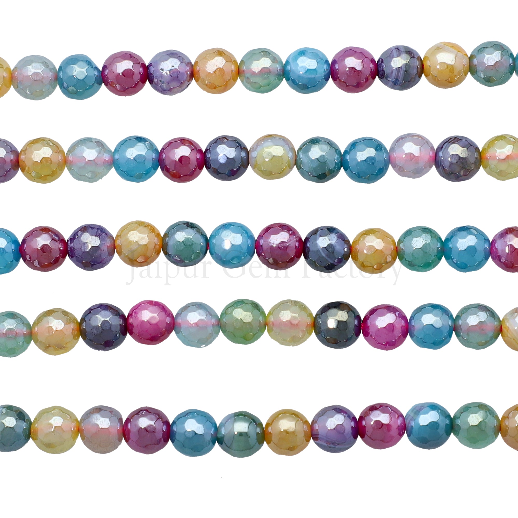 Mystic Coated Agate Faceted Round Beads 15 Inches Strand