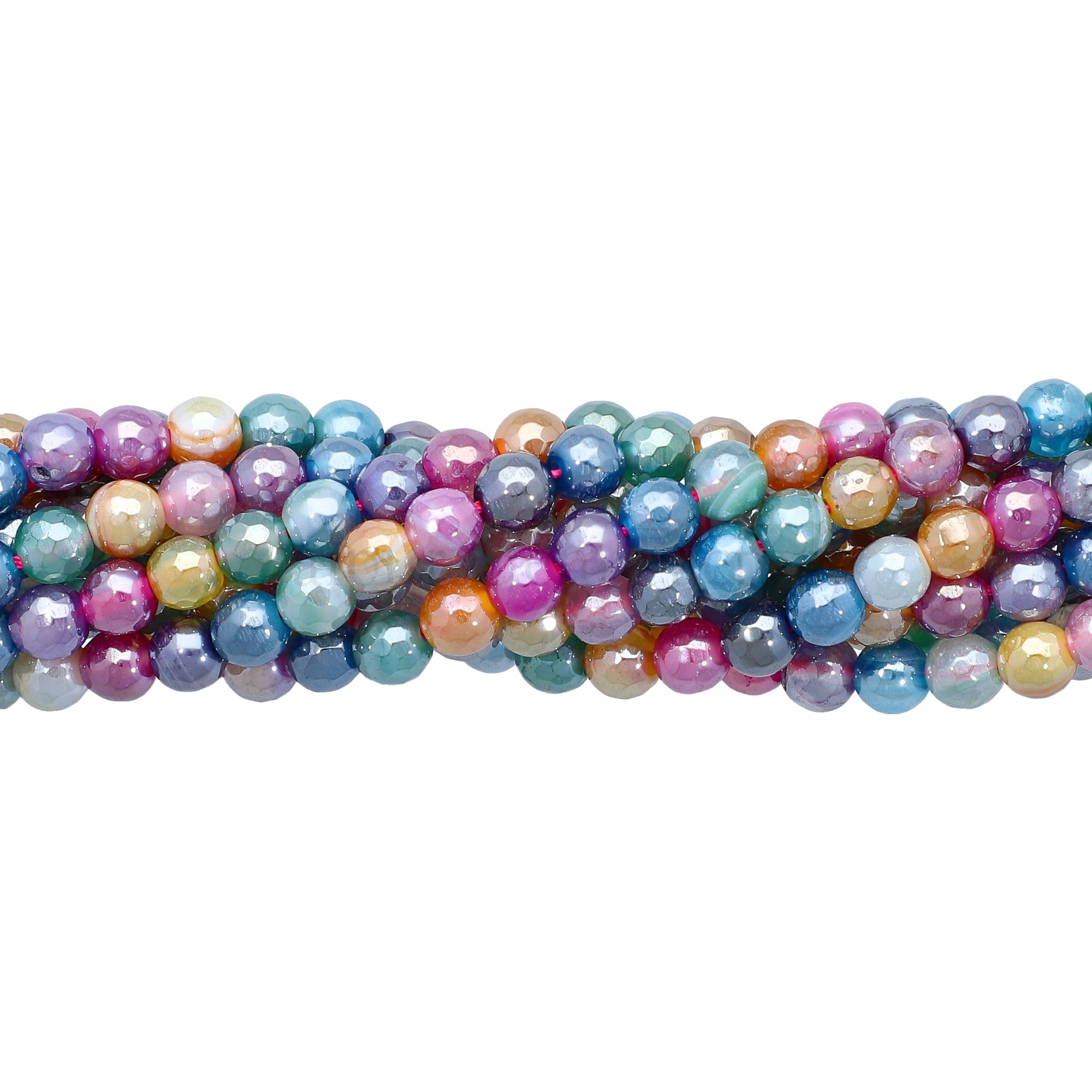 6 MM Mystic Coated Agate Faceted Round Beads 15 Inches Strand