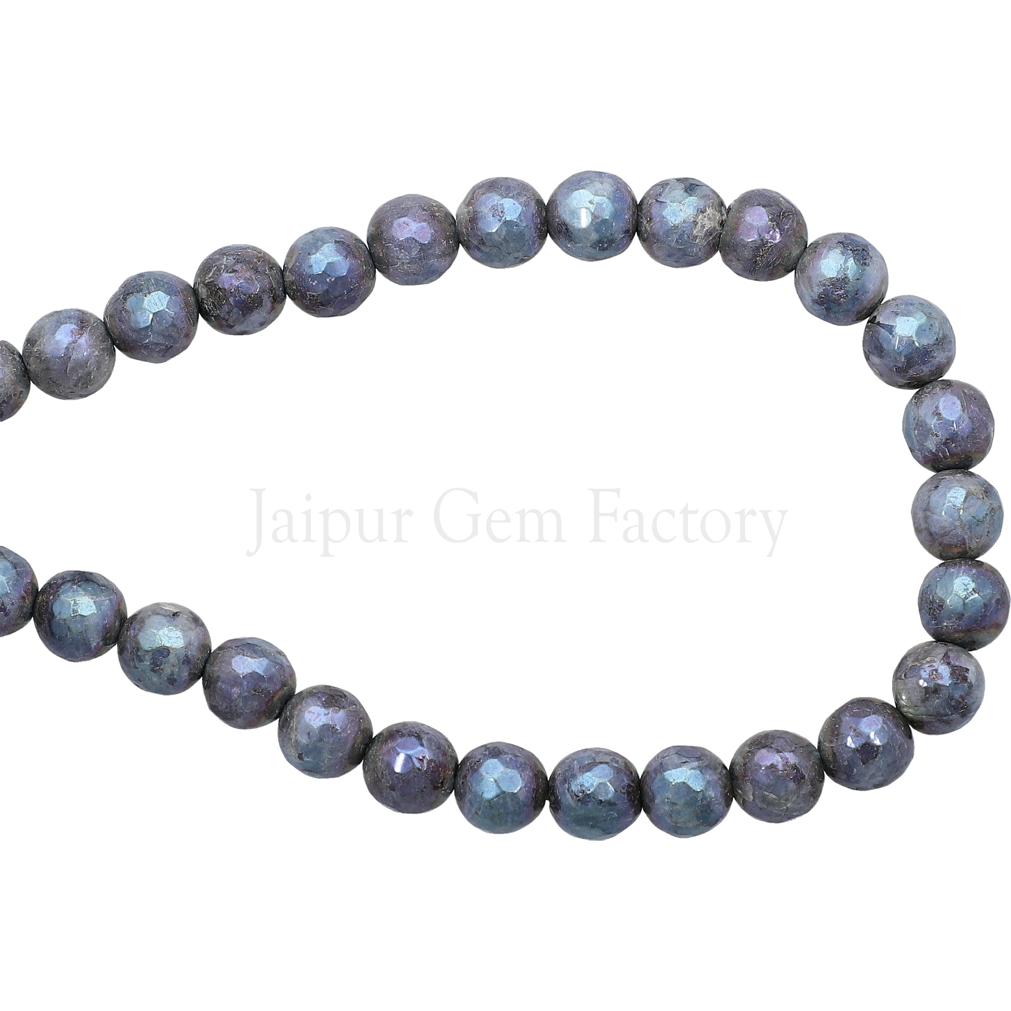 Mystic Coated Larvikite Faceted Round Beads 15 Inches Strand