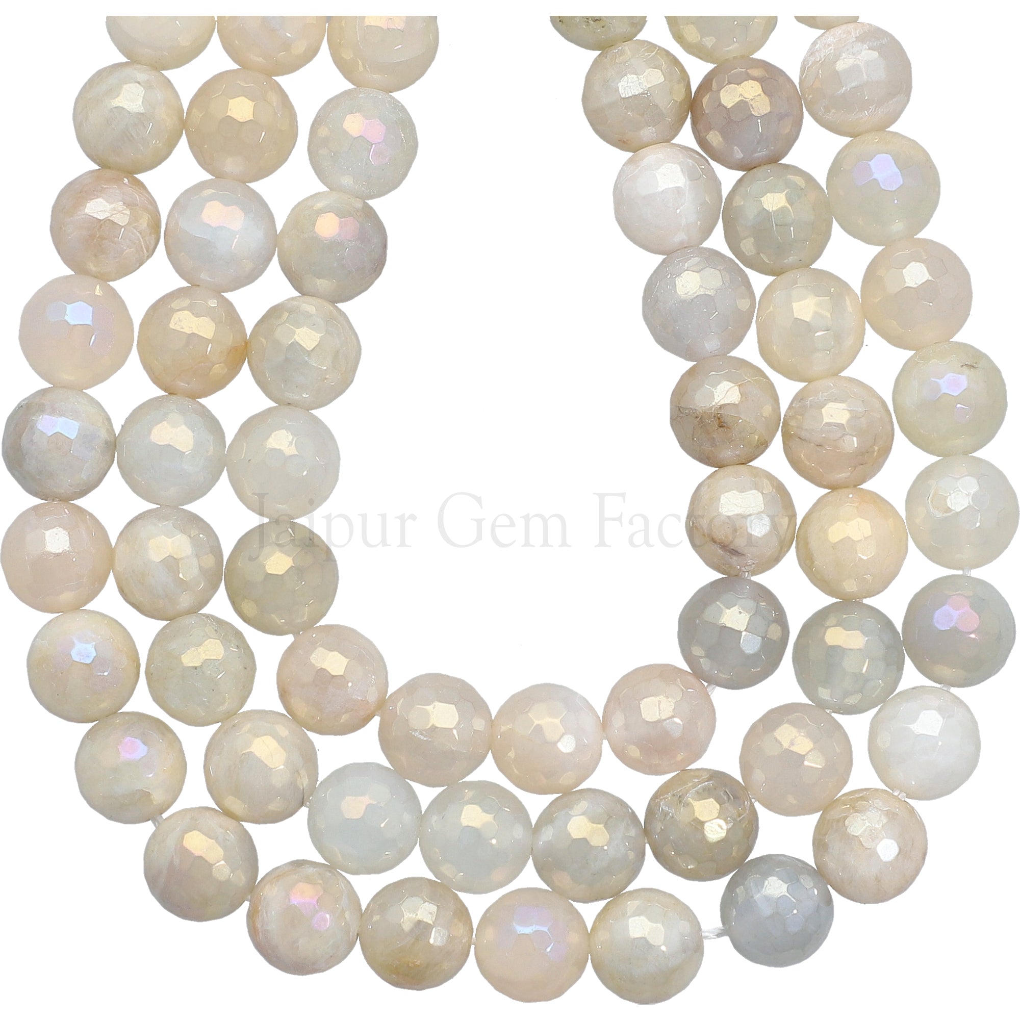 Mystic Coated Moonstone Round Beads 15 Inches Strand