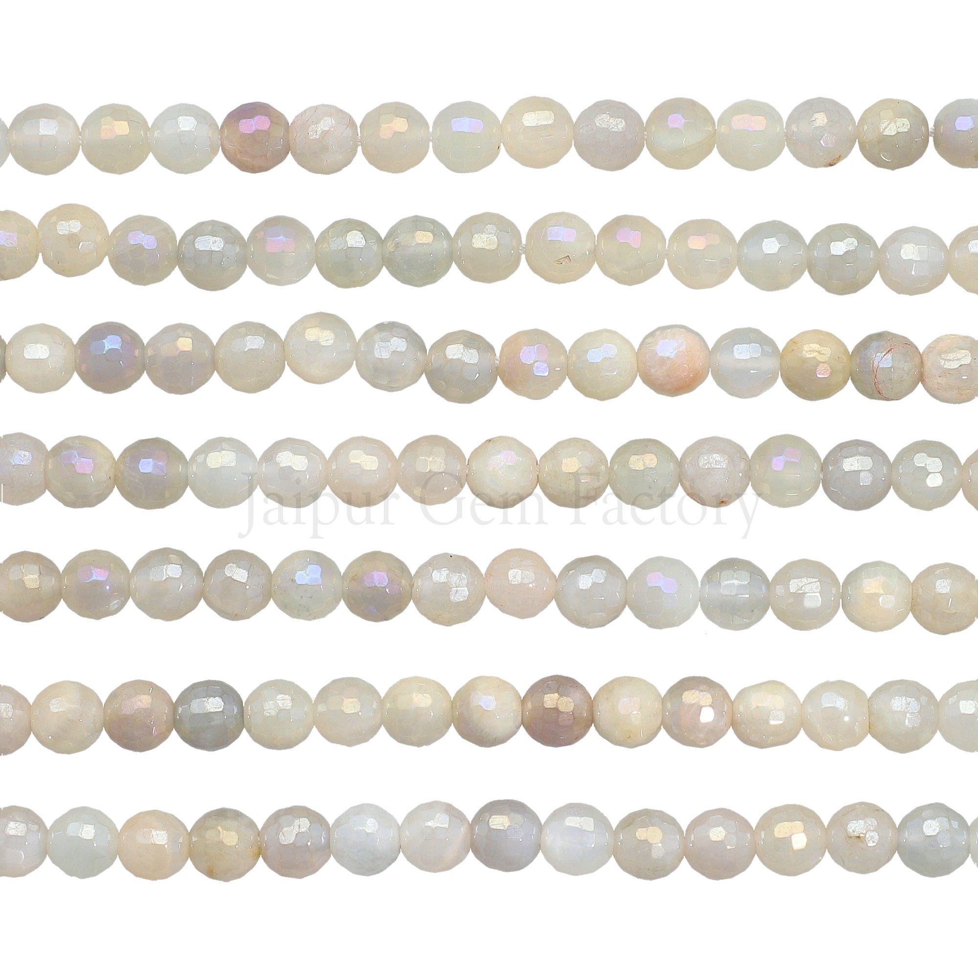 Mystic Coated Moonstone Faceted Round Beads 15 Inches Strand