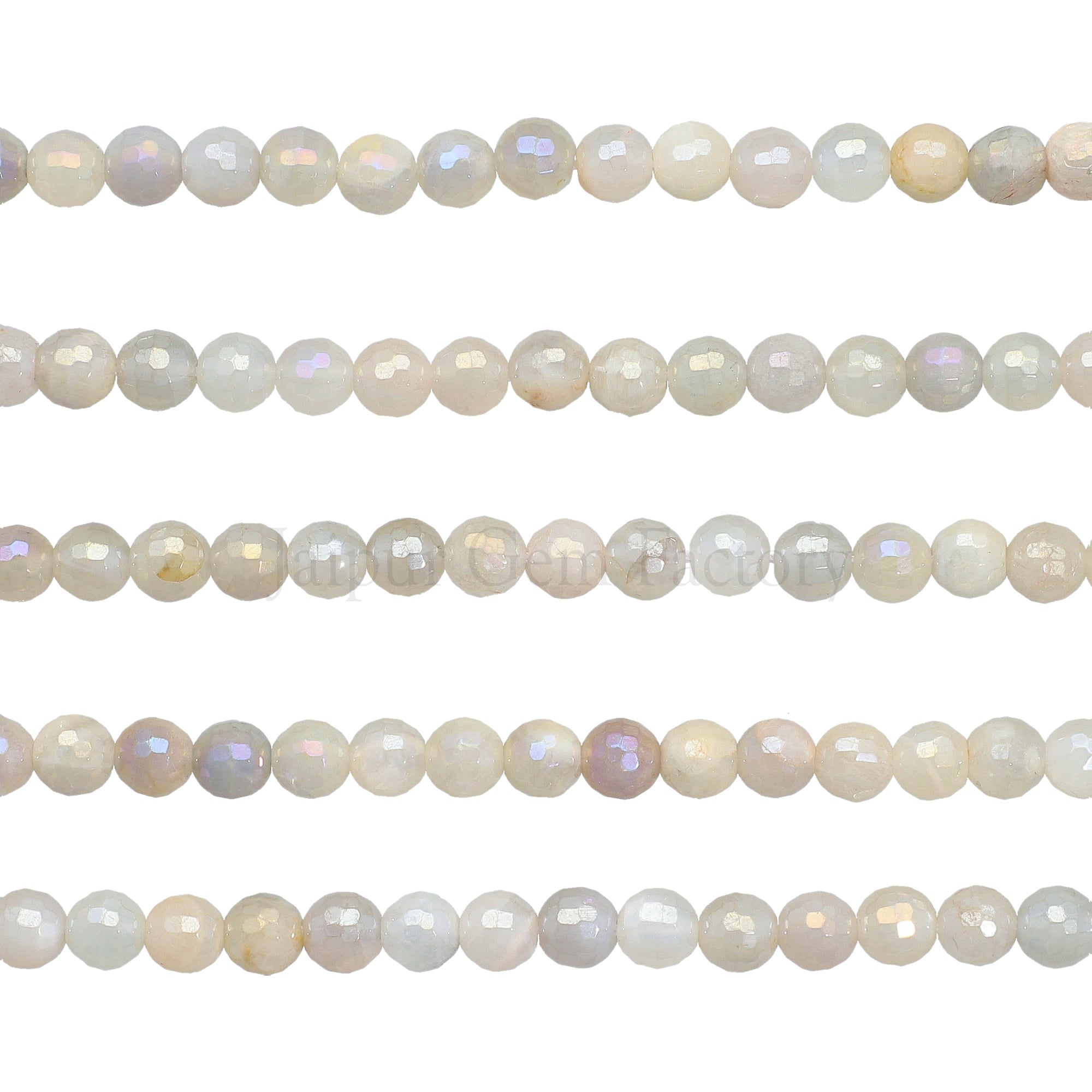 6 MM Mystic Coated Moonstone Faceted Round Beads 15 Inches Strand