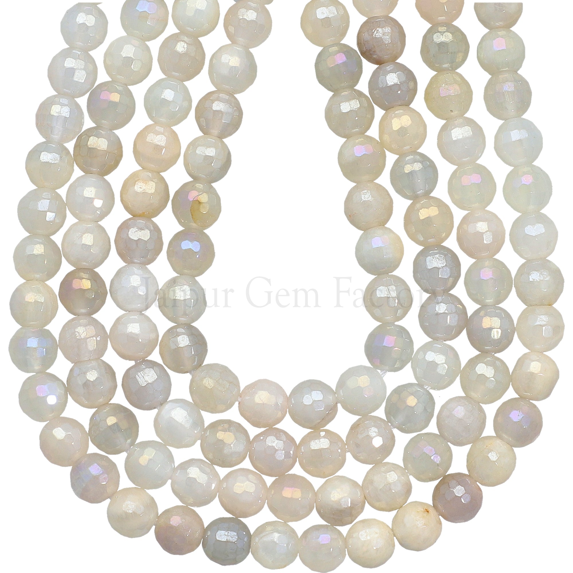 Mystic Coated Moonstone Faceted Round Beads 15 Inches Strand