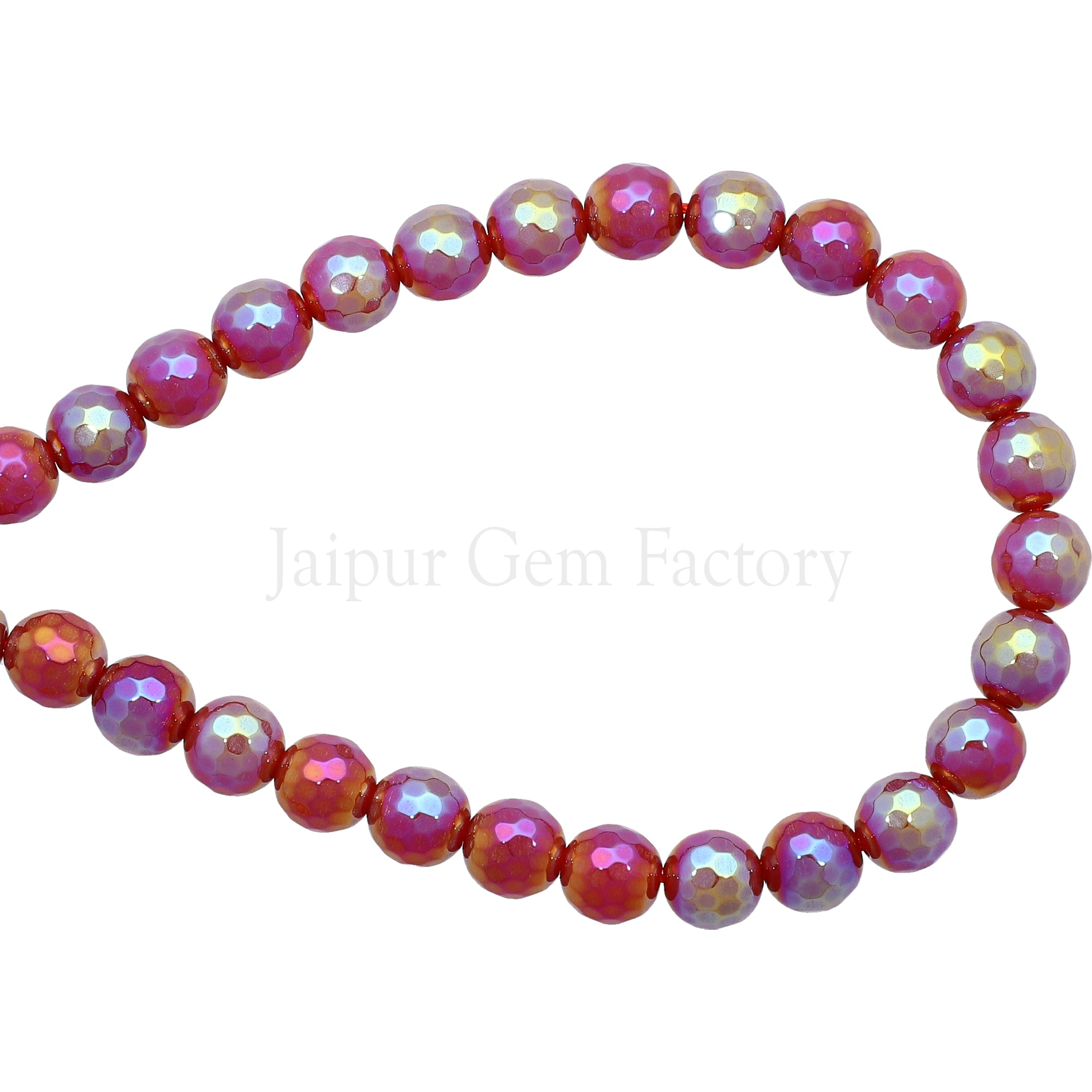 Mystic Gold Red Agate Faceted Round Beads 15 Inches Strand