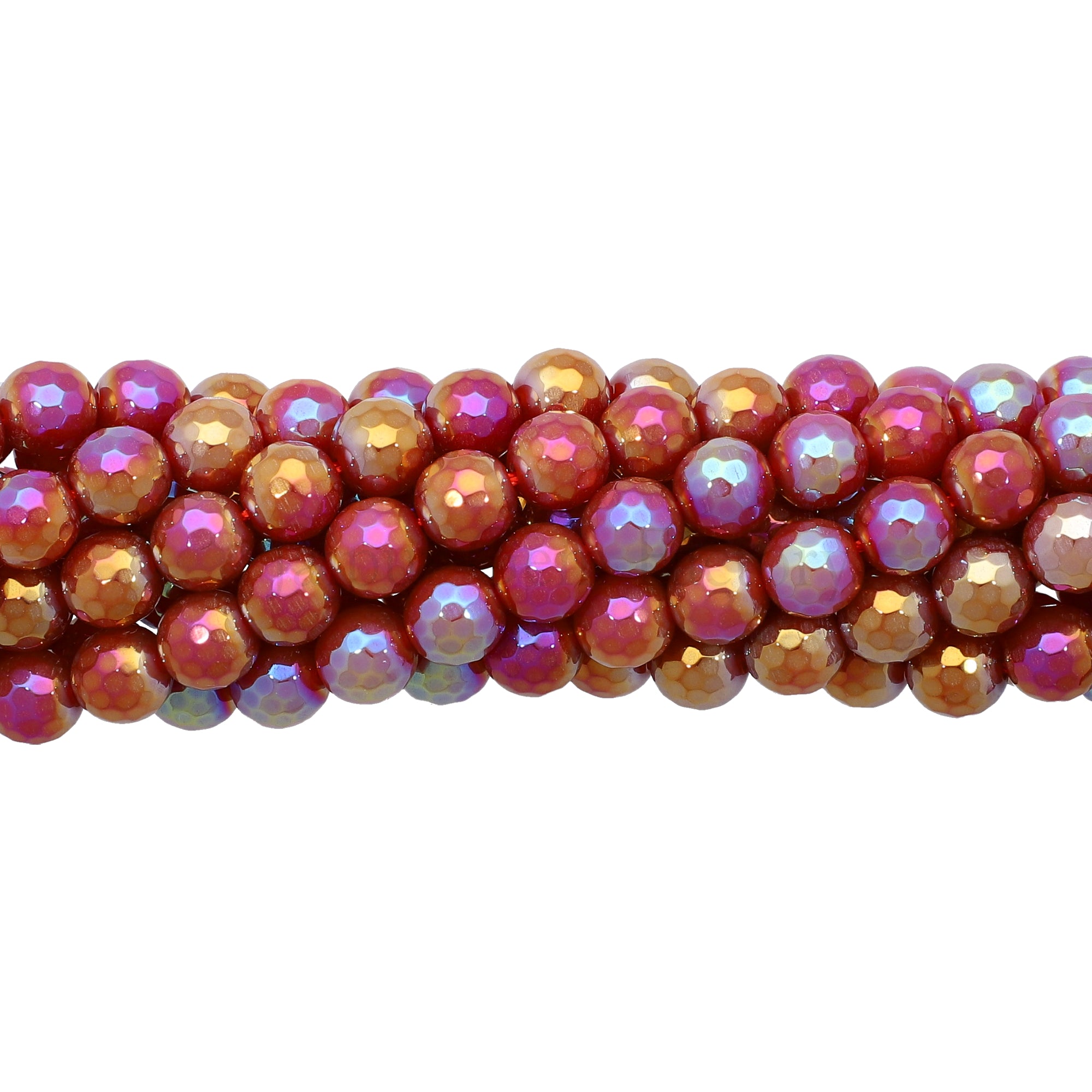 Mystic Gold Red Agate Faceted Round Beads 15 Inches Strand