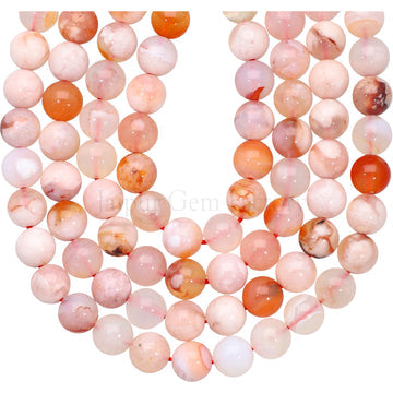 8 MM Natural Pink White Agate Smooth Round Beads 15 Inches Strand