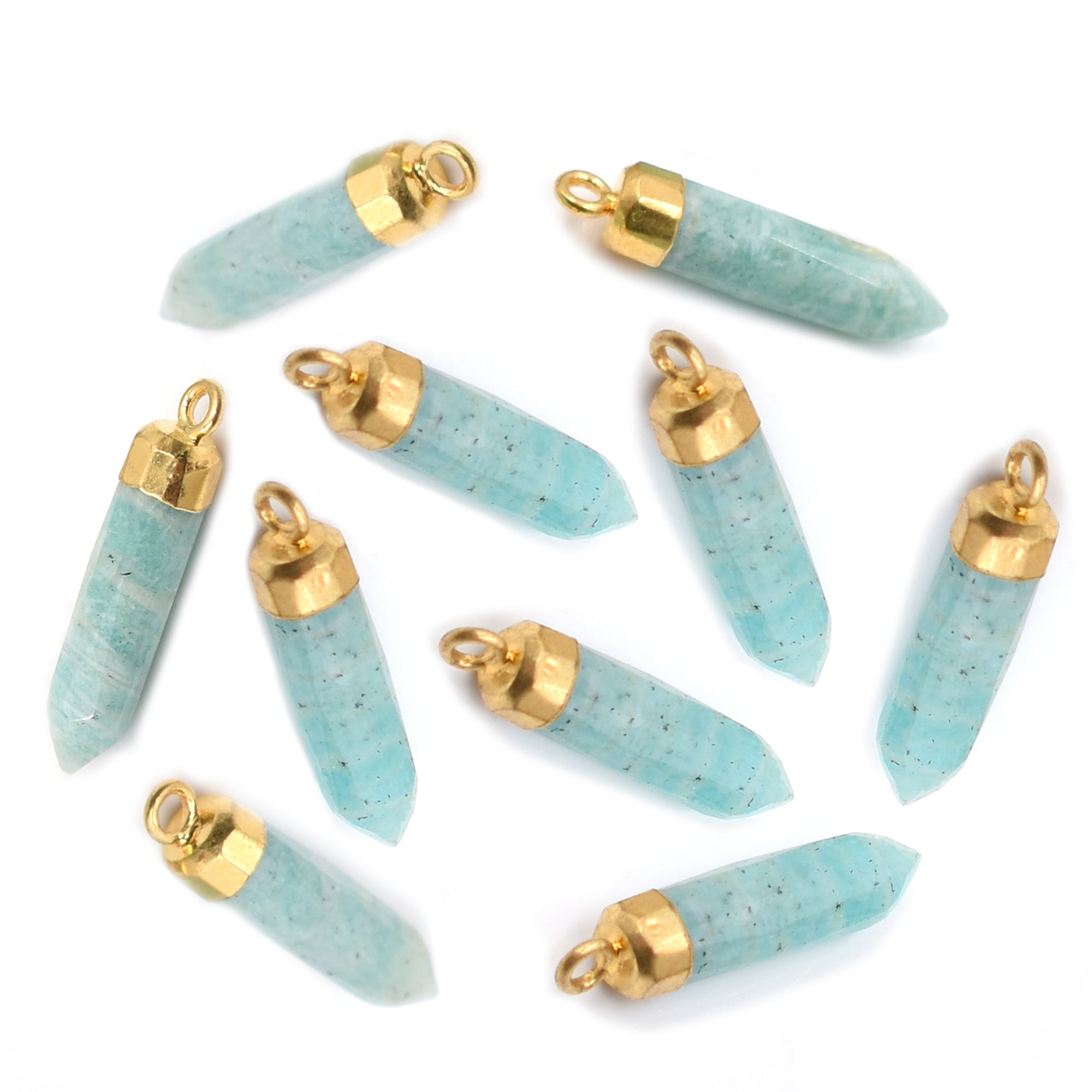 Natural Amazonite Gold Electroplated Pendant
