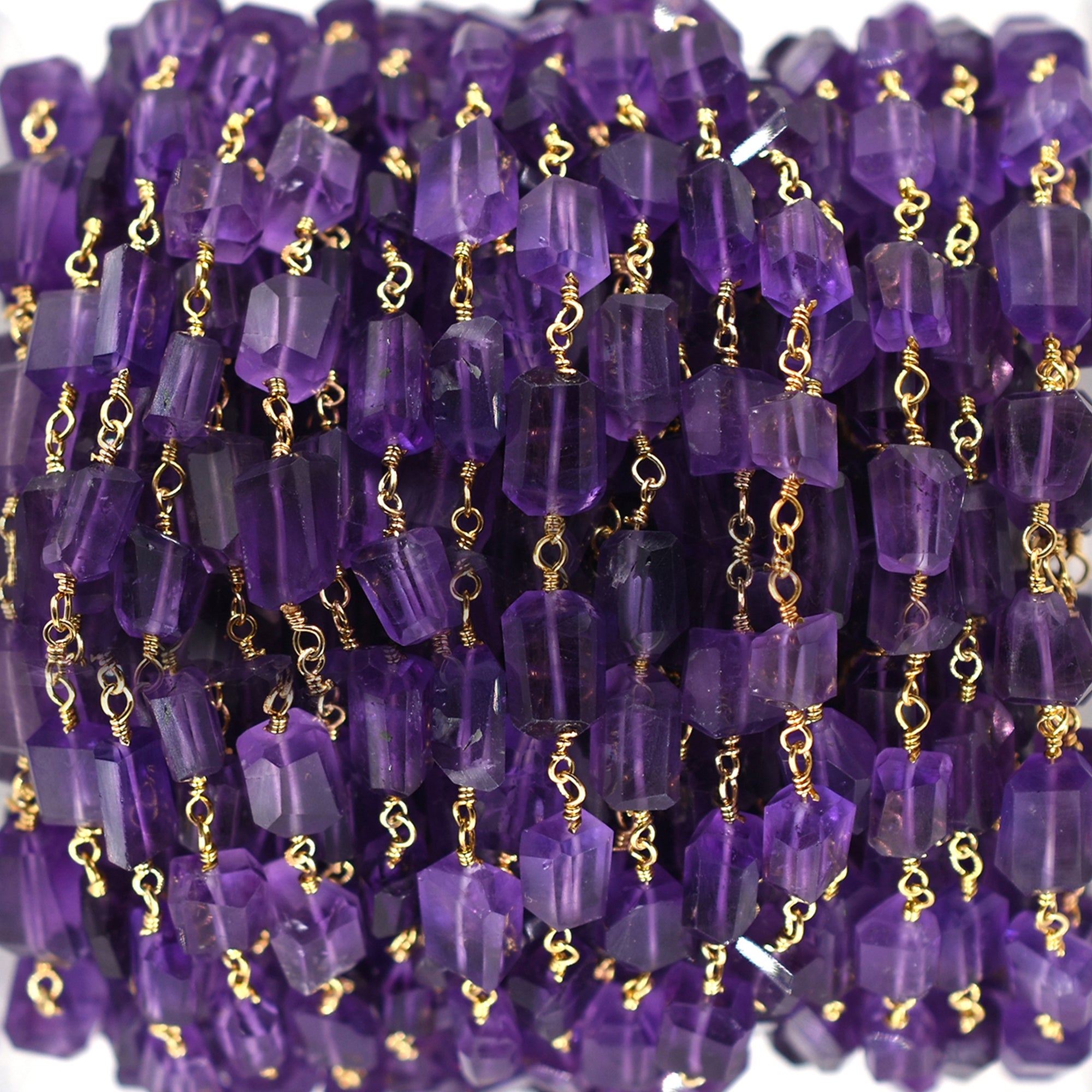 Natural Amethyst Gemstone Nuggets Chain
