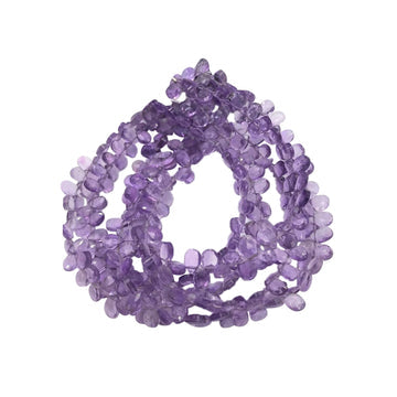 Natural Brazilian Amethyst Faceted Pear Shape Beads Strand – 6x4MM
