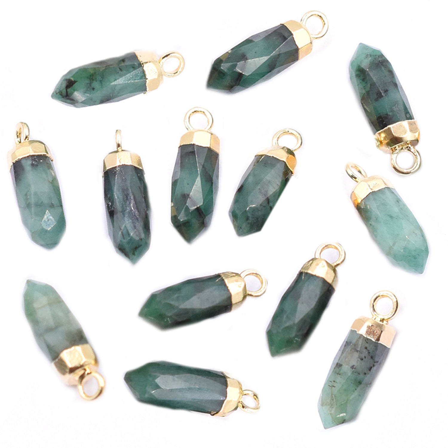 Natural Raw Emerald Stone Bullet Shaped Pendant

