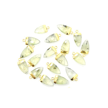 Prehnite Arrow Shape 14 x 9 MM Gold Electroplated Pendant