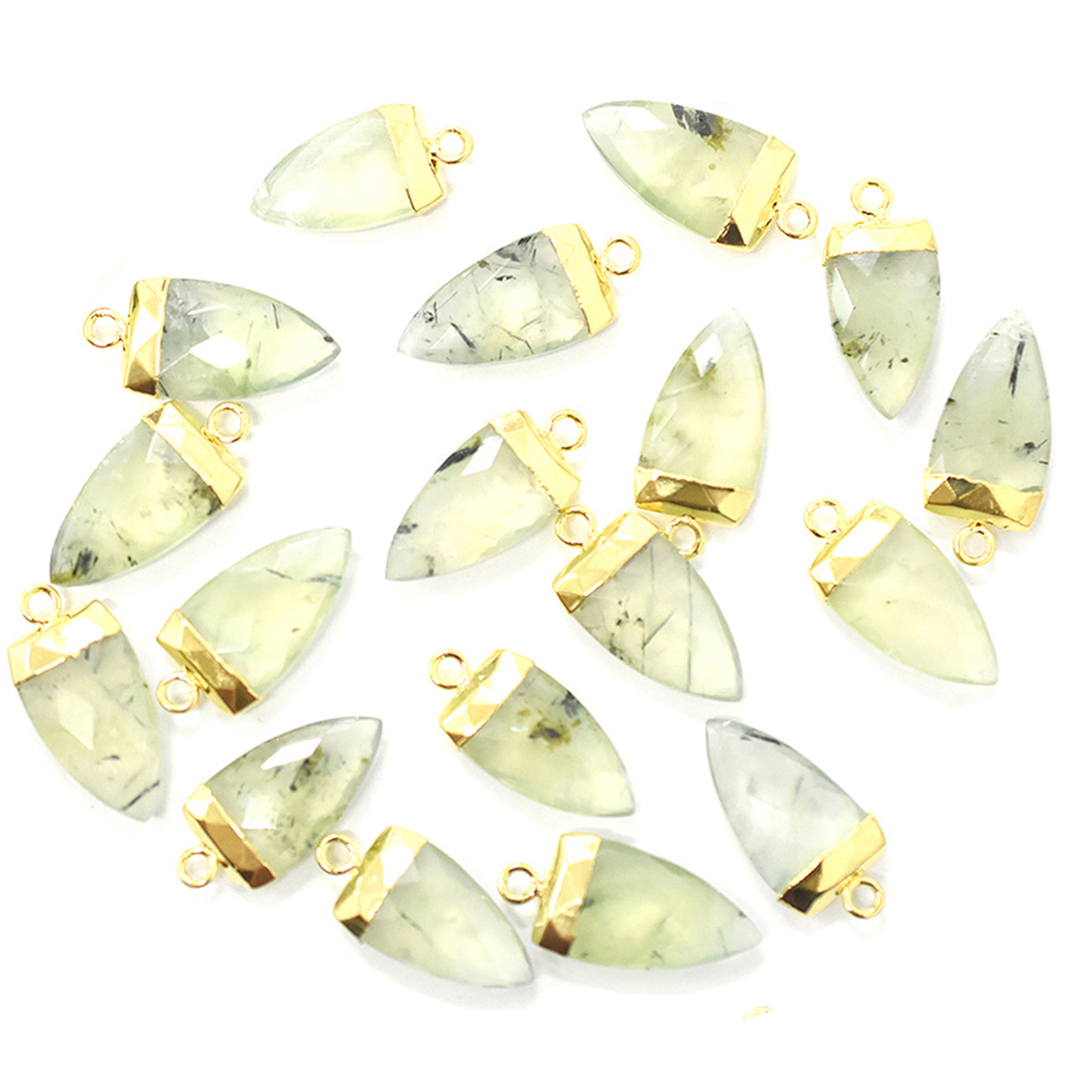 Prehnite Arrow Shape Gold Electroplated Pendant