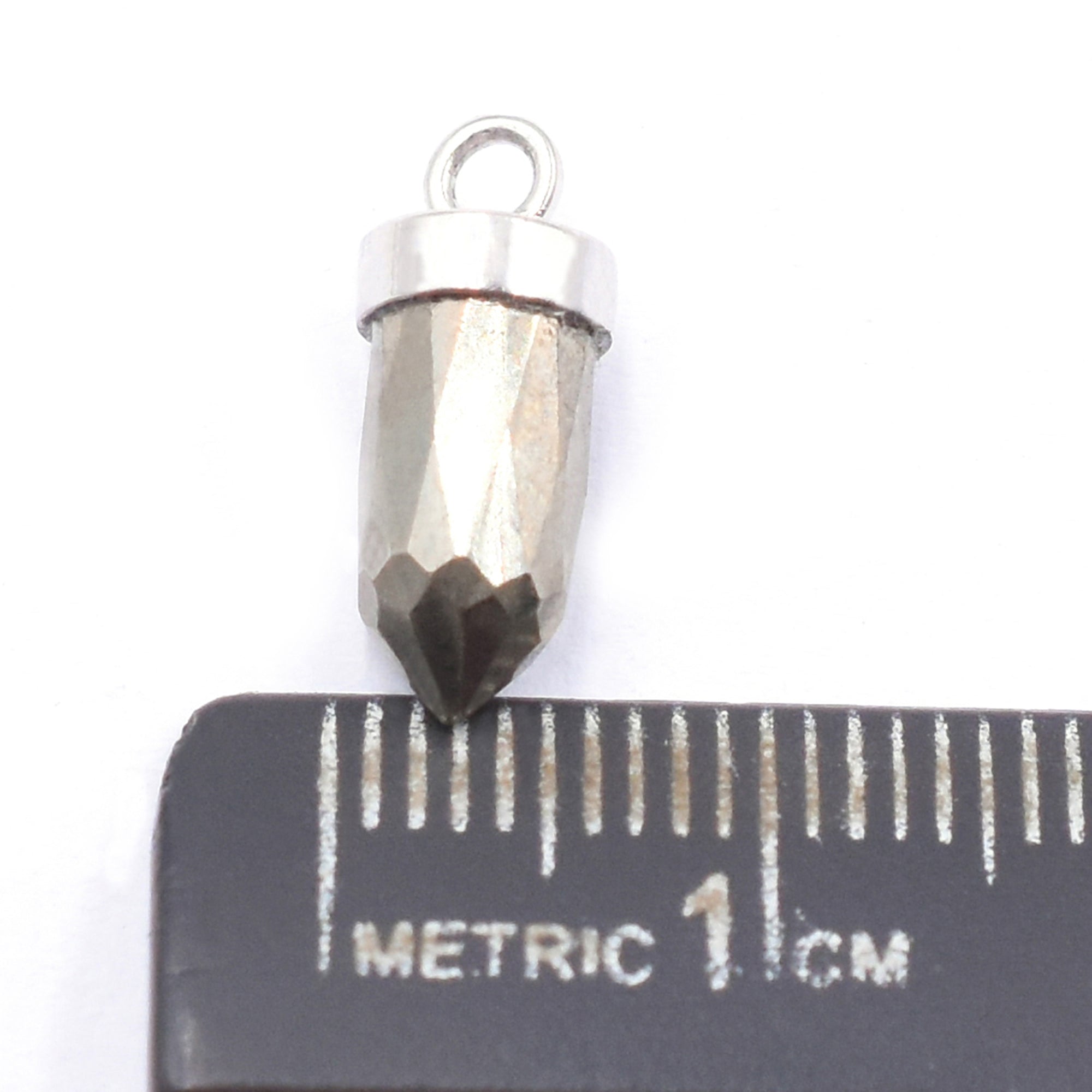 Protective Pyrite Gemstone Charm in Bullet Design

