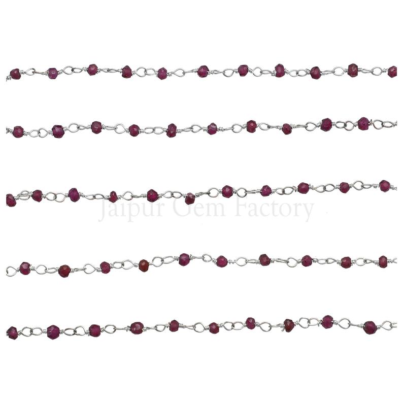 Purple Beads Wire Wrapped Chain for Jewelry Making
