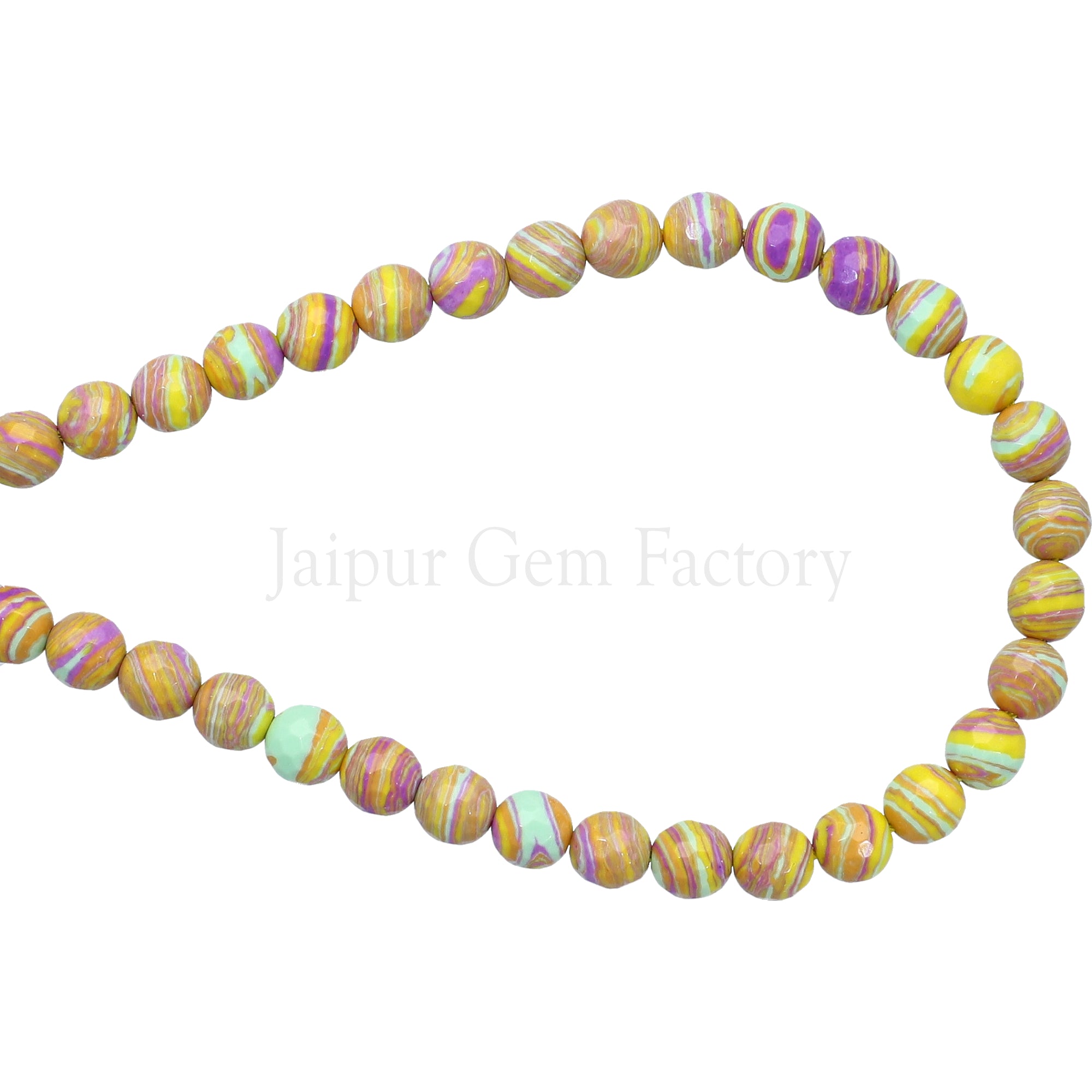 6 MM Rainbow Calsilica Faceted Round Beads 15 Inches Strand