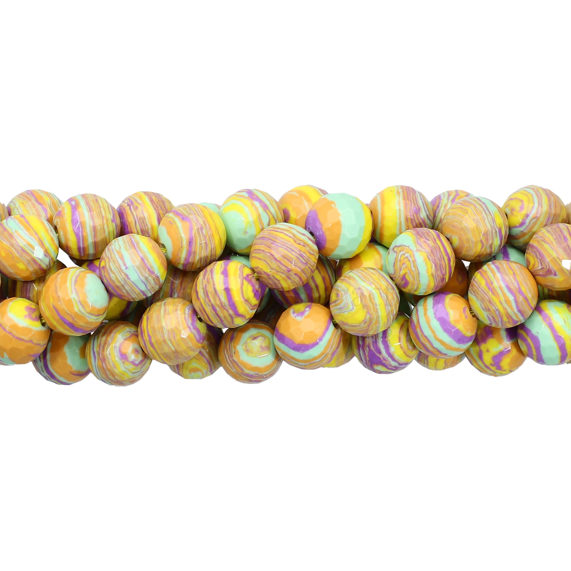 8 MM Rainbow Calsilica Faceted Round Beads 15 Inches Strand