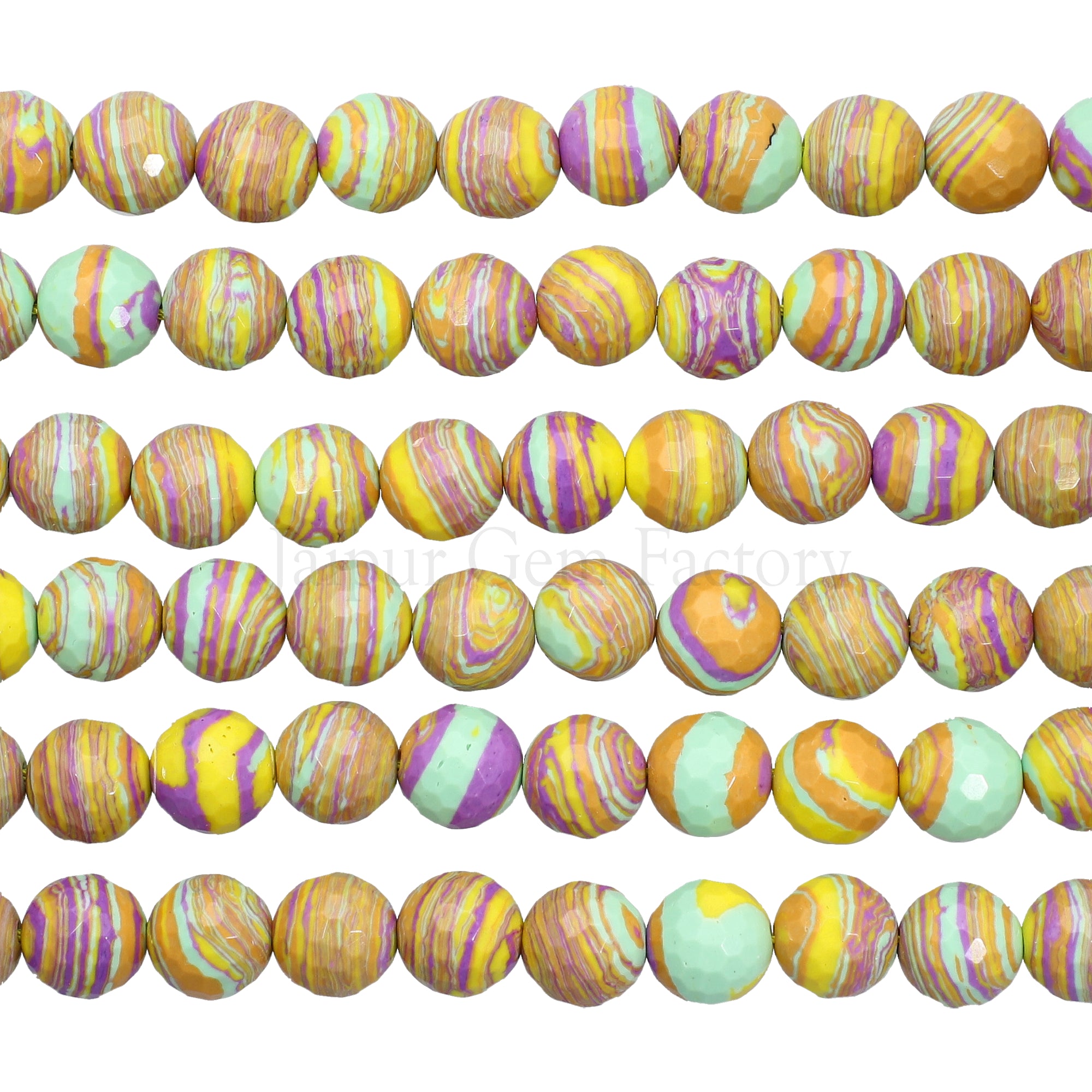 Rainbow Calsilica Faceted Round Beads 15 Inches Strand