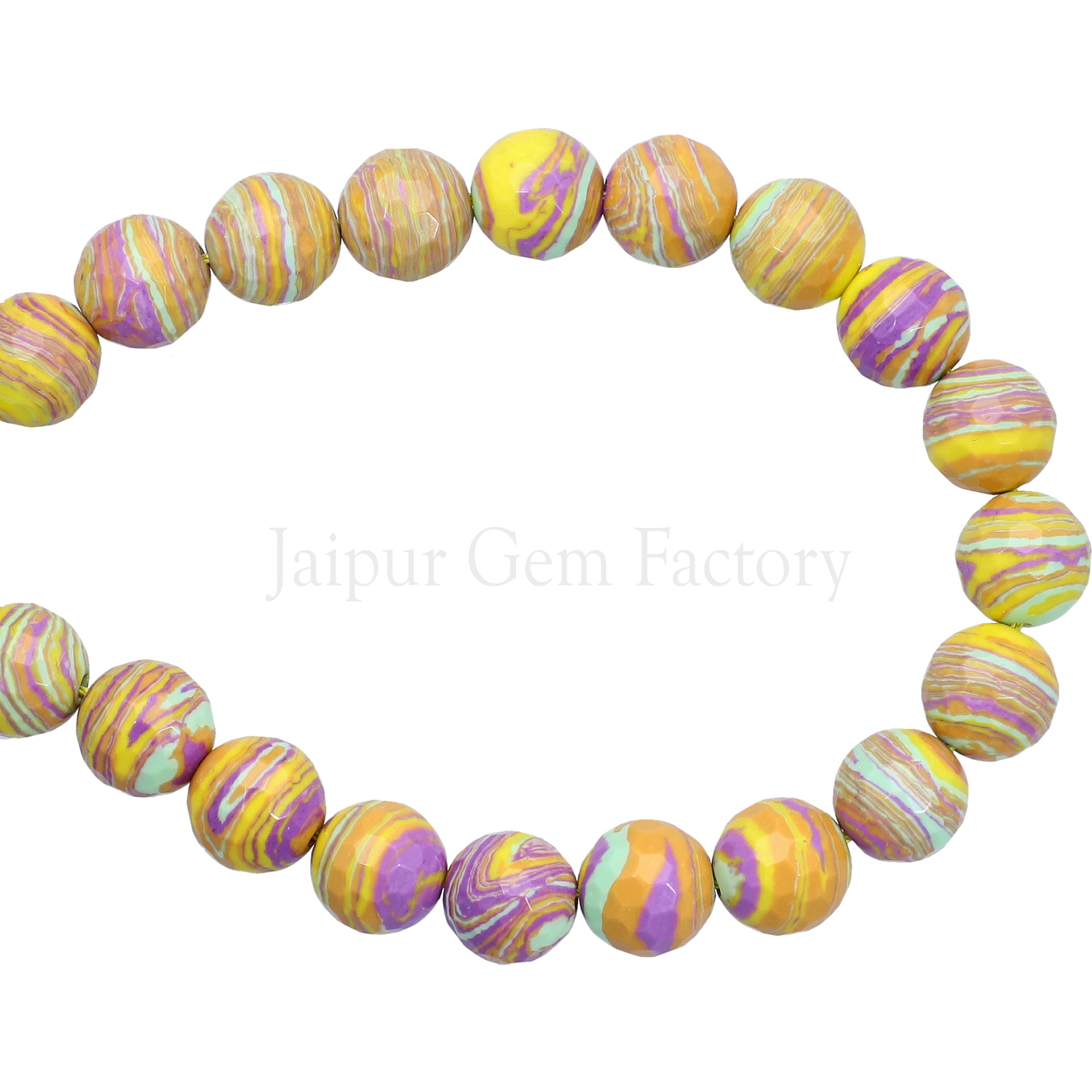 10 MM Rainbow Calsilica Faceted Round Beads 15 Inches Strand