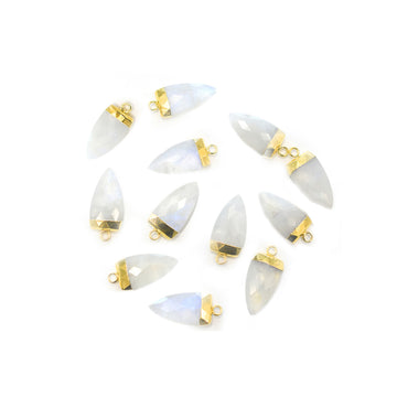 Rainbow Moonstone Arrow Shape 14 x 9 MM To 16 x 10 MM Gold Electroplated Pendant