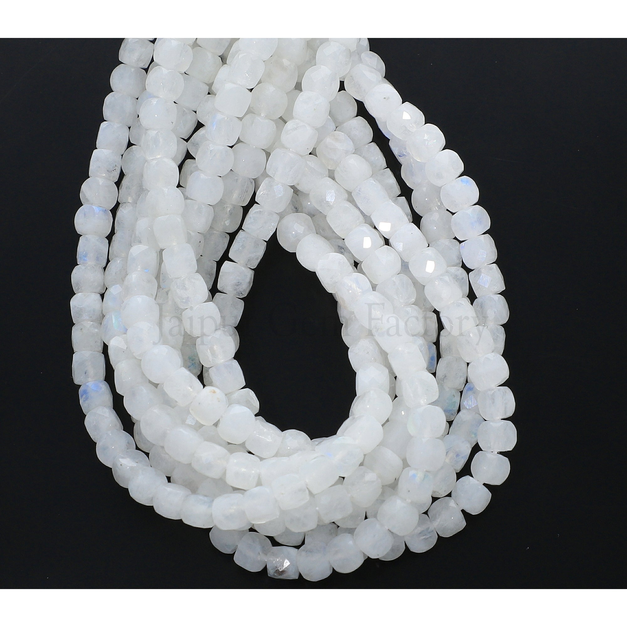 Rainbow Moonstone Cube Beads for Jewelry
