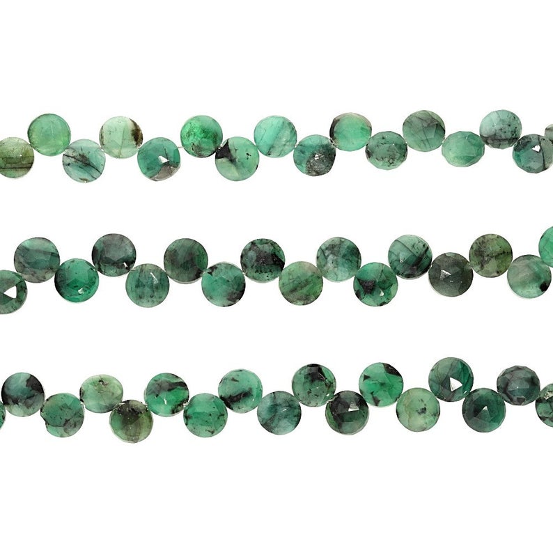 Raw Natural Emerald Coin Beads
