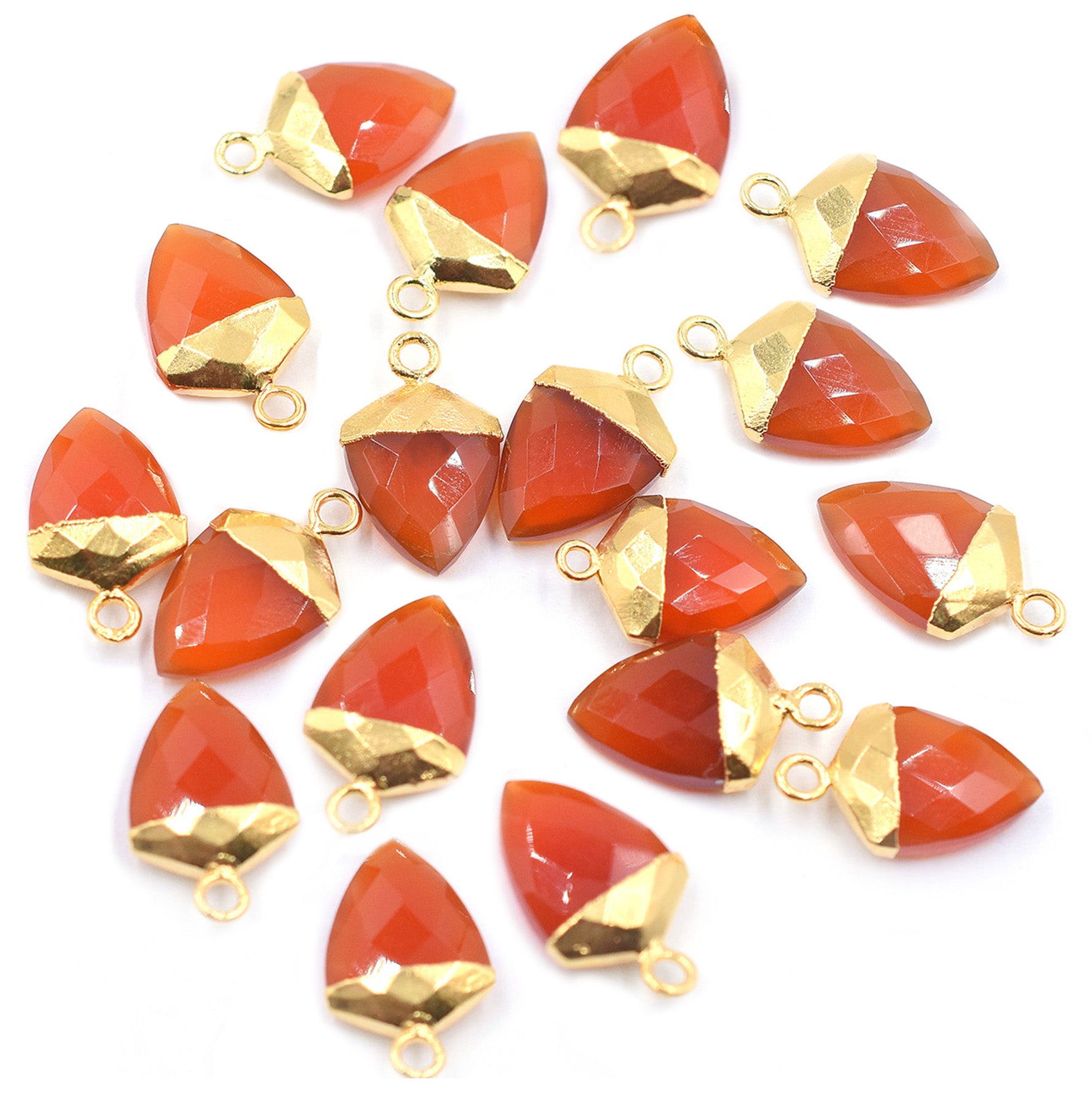 Red Onyx Shield Shape Gold Electroplated Pendant ( Set Of 2 Pcs)